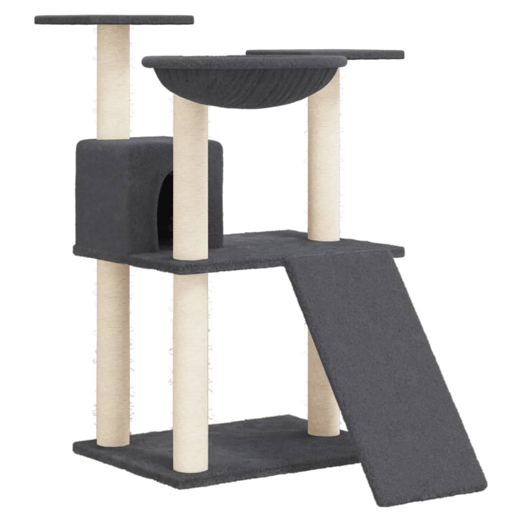 vidaXL Cat Tree 83cm – Cream Scratching Post Tower with Sisal, Activity Centre - Picture 7 of 20