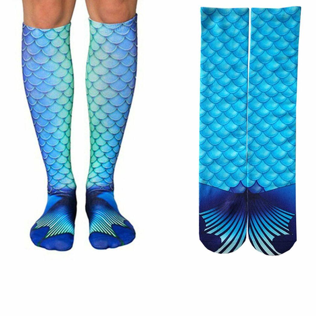 Aquarius Girls & Women's Knee-High Boot Socks - Mermaid Tail Print