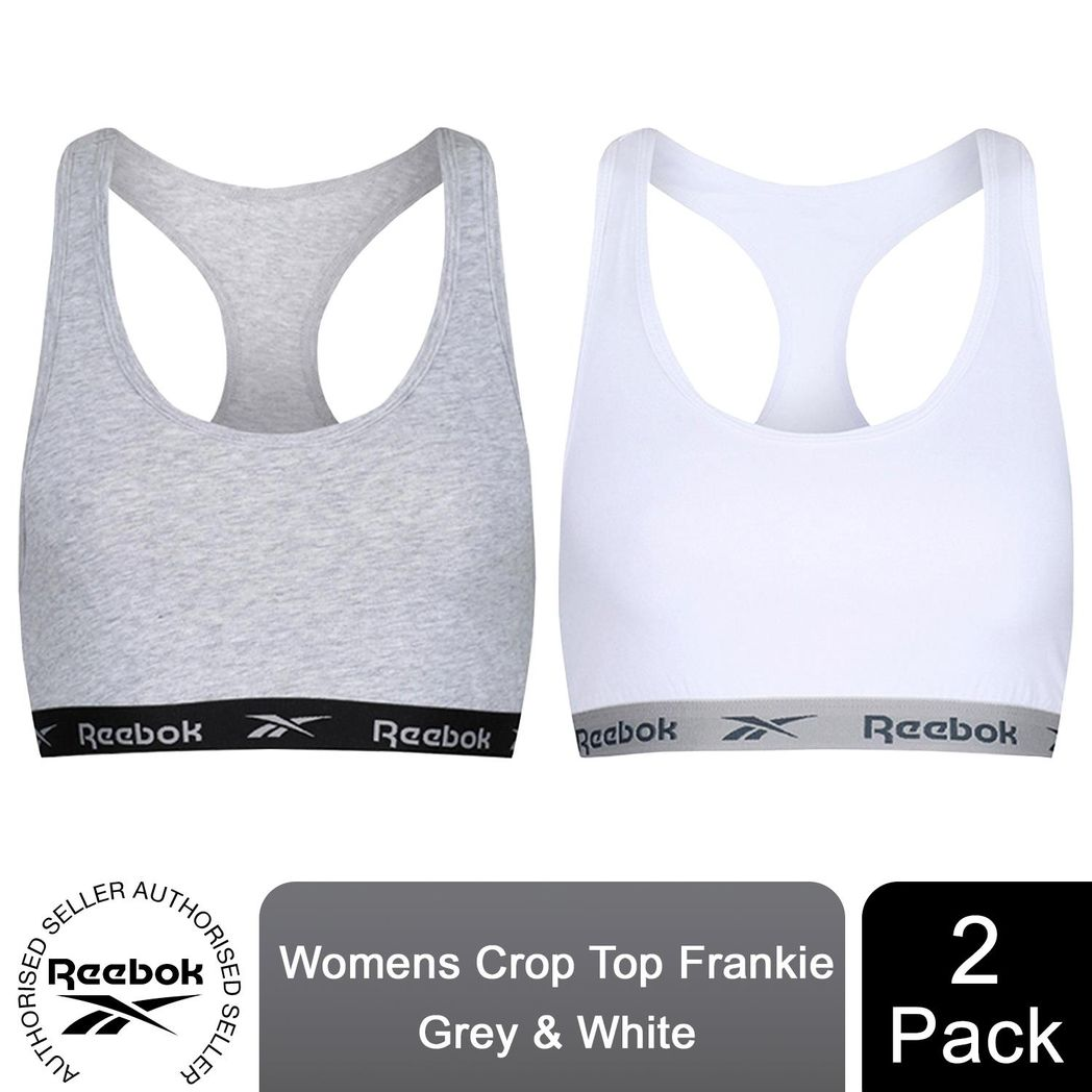Reebok Women'S 2 Multi-Pack Frankie Crop Top, White & Grey, X-Small