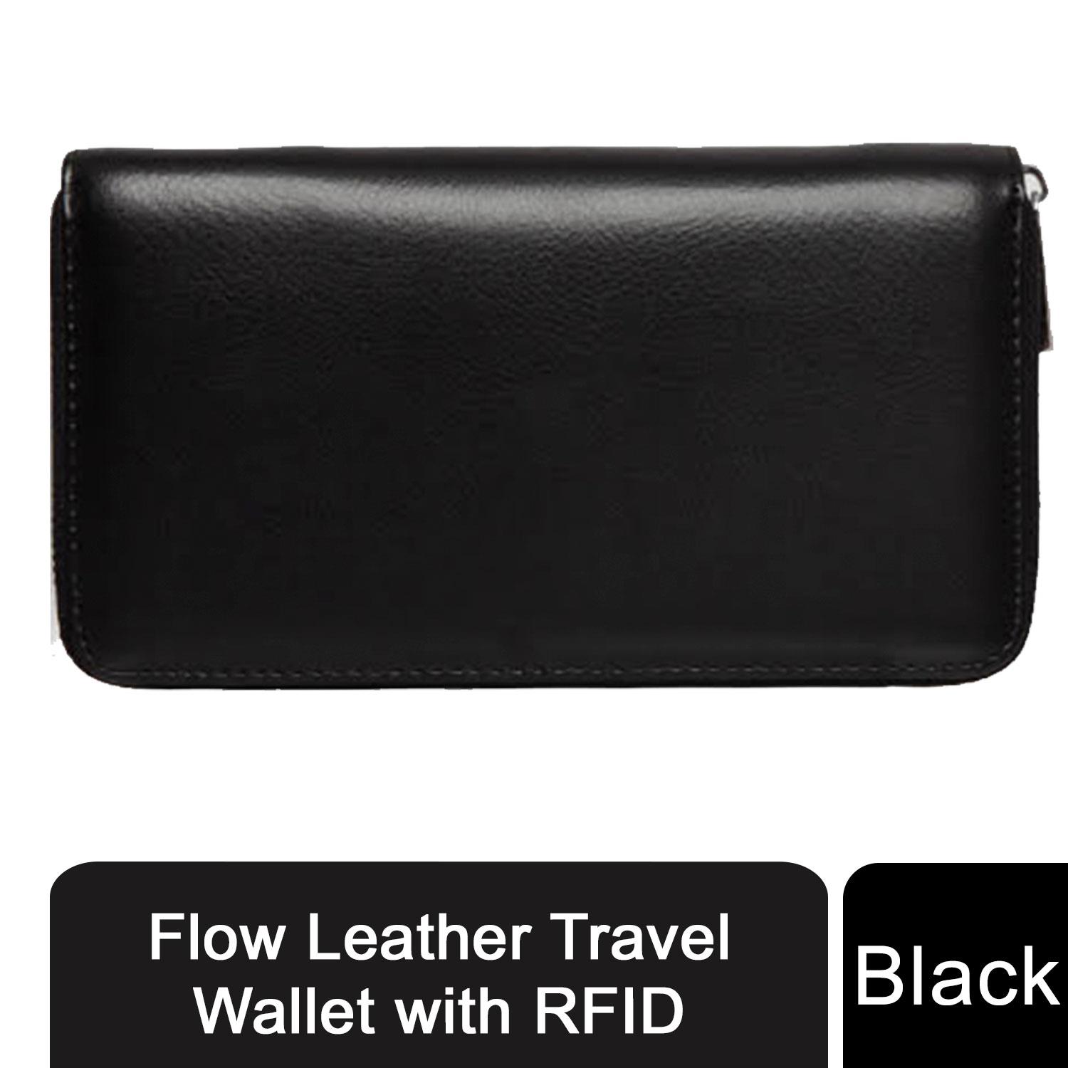 Flow Leather Travel Wallet With Rfid - Black
