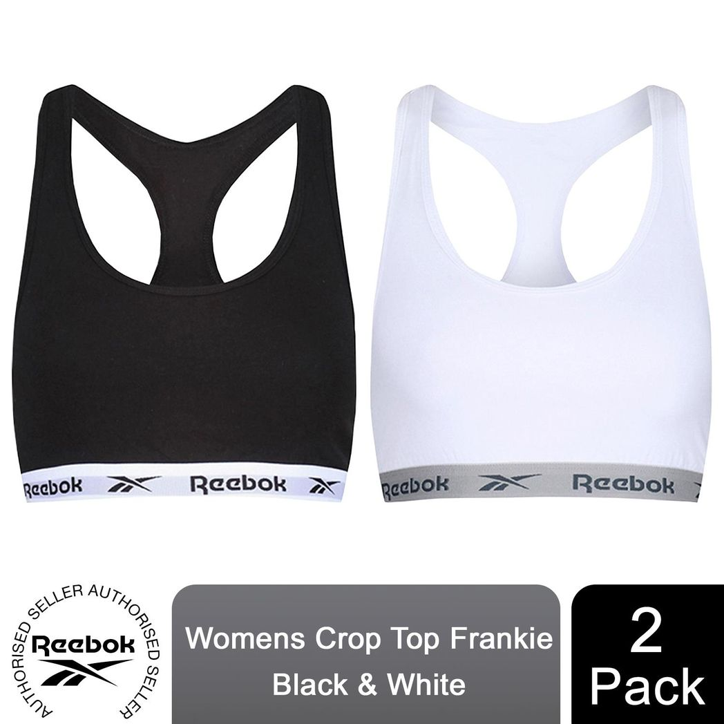 Reebok Women'S 2 Multi-Pack Frankie Crop Top, White & Black, Small