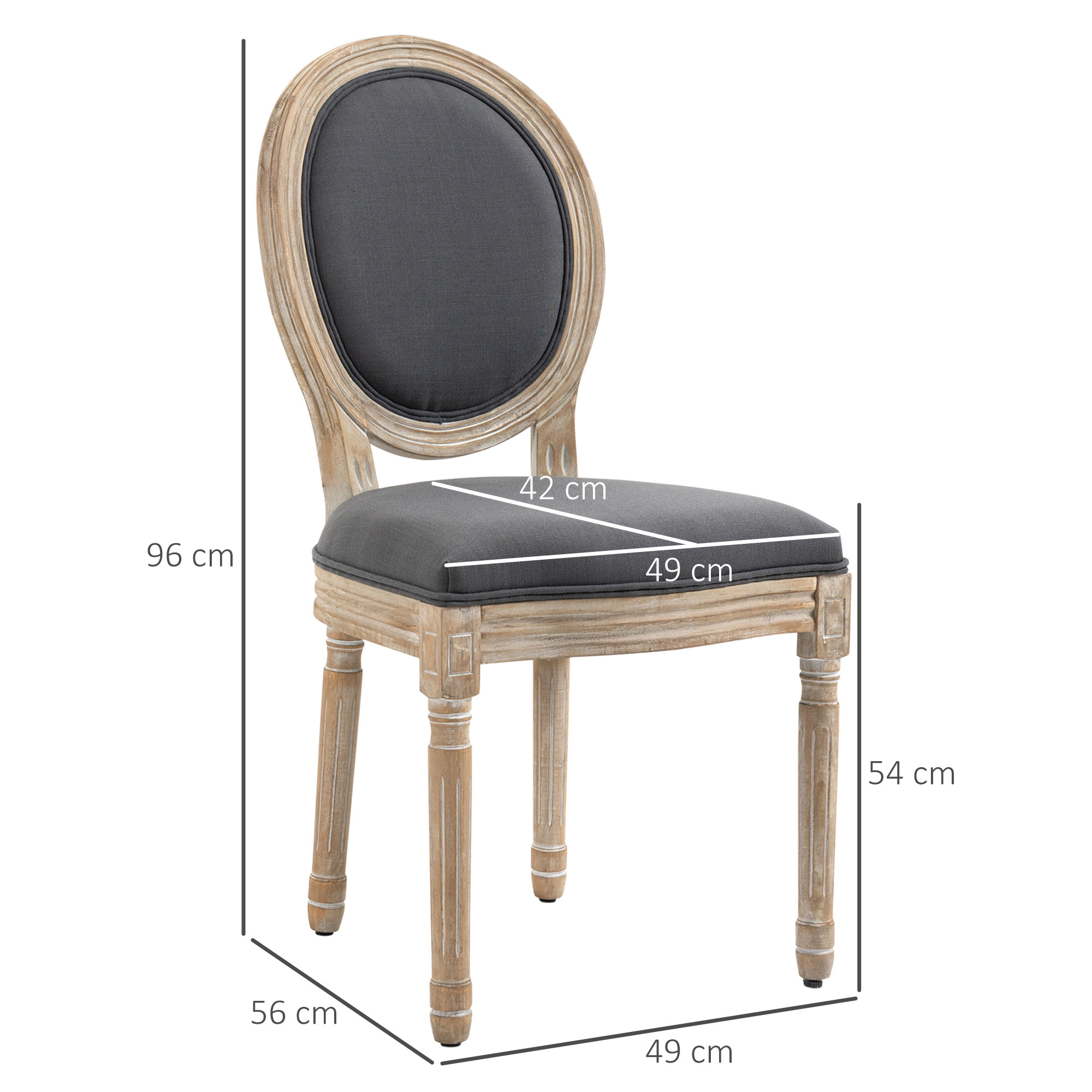 Elegante juego de 2 sillas de comedor estilo francés - tapicería y respaldo de lino - Imagen 12 de 18
