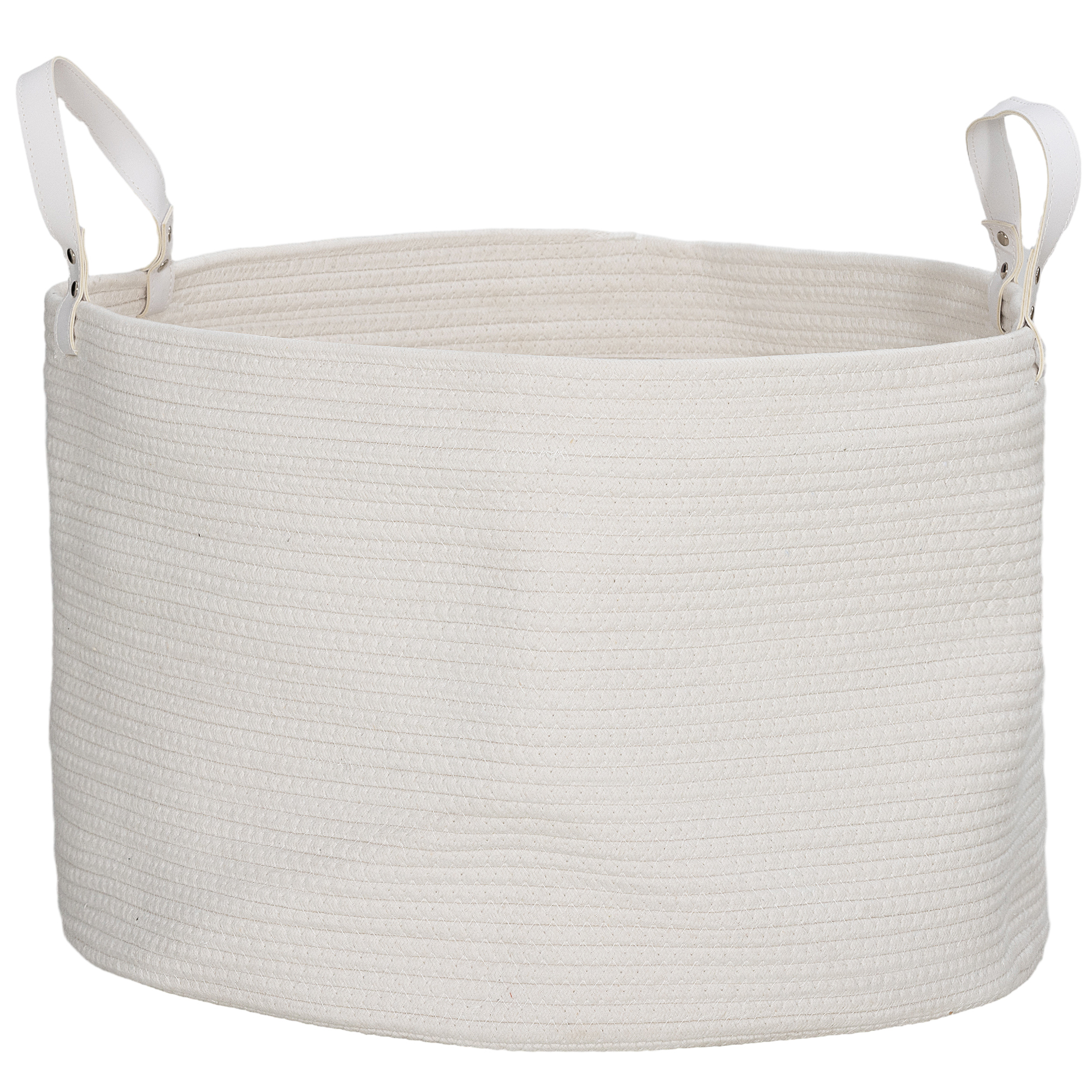 Homcom 88l Cotton Rope Laundry Basket With Handles For Pillows Clothes Cream