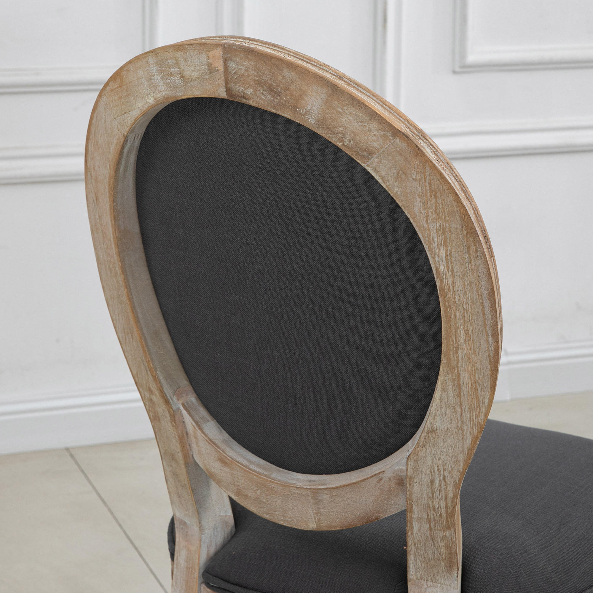 Elegante juego de 2 sillas de comedor estilo francés - tapicería y respaldo de lino - Imagen 17 de 18