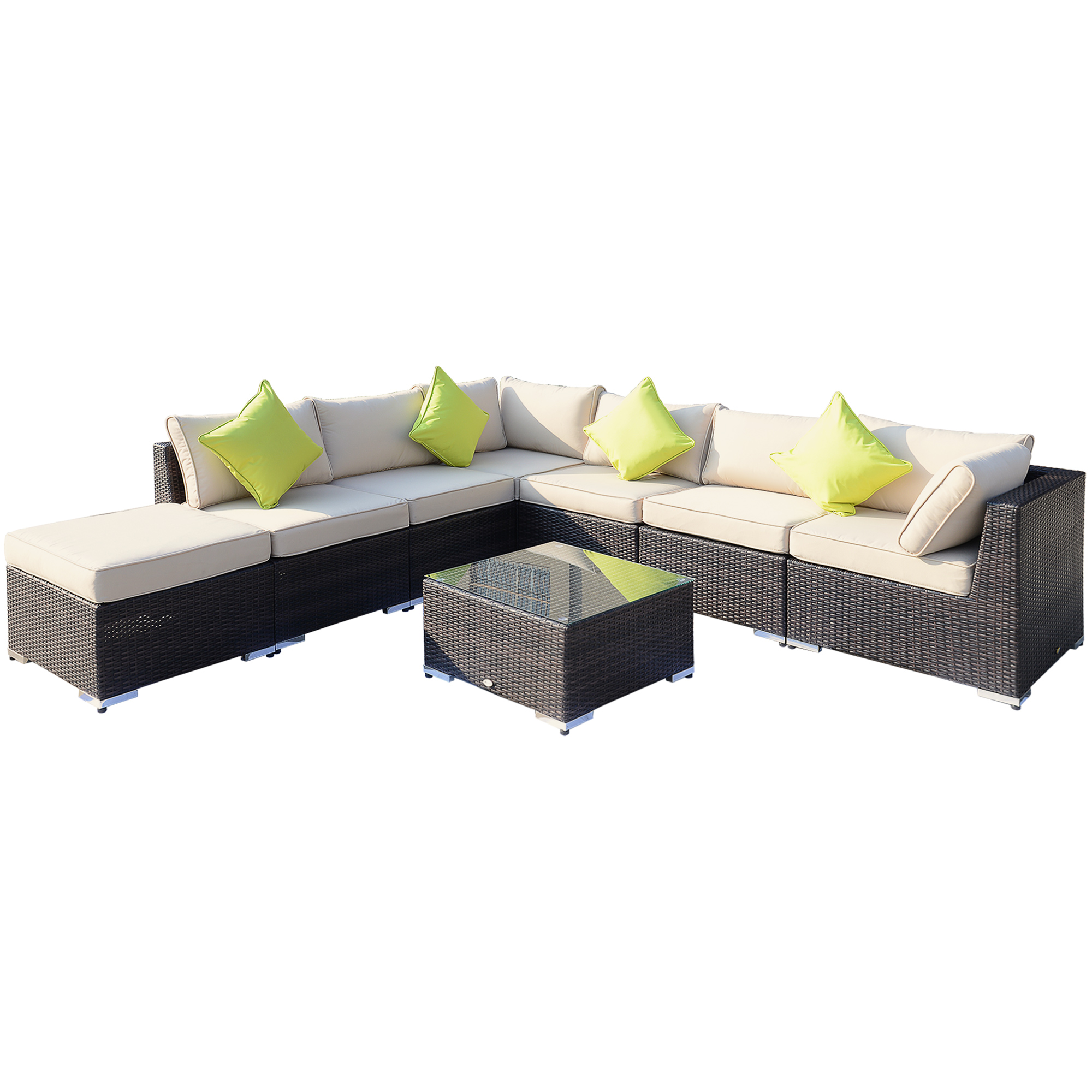  Rattan Garden Sofa Set, 8 Pcs-Brown 