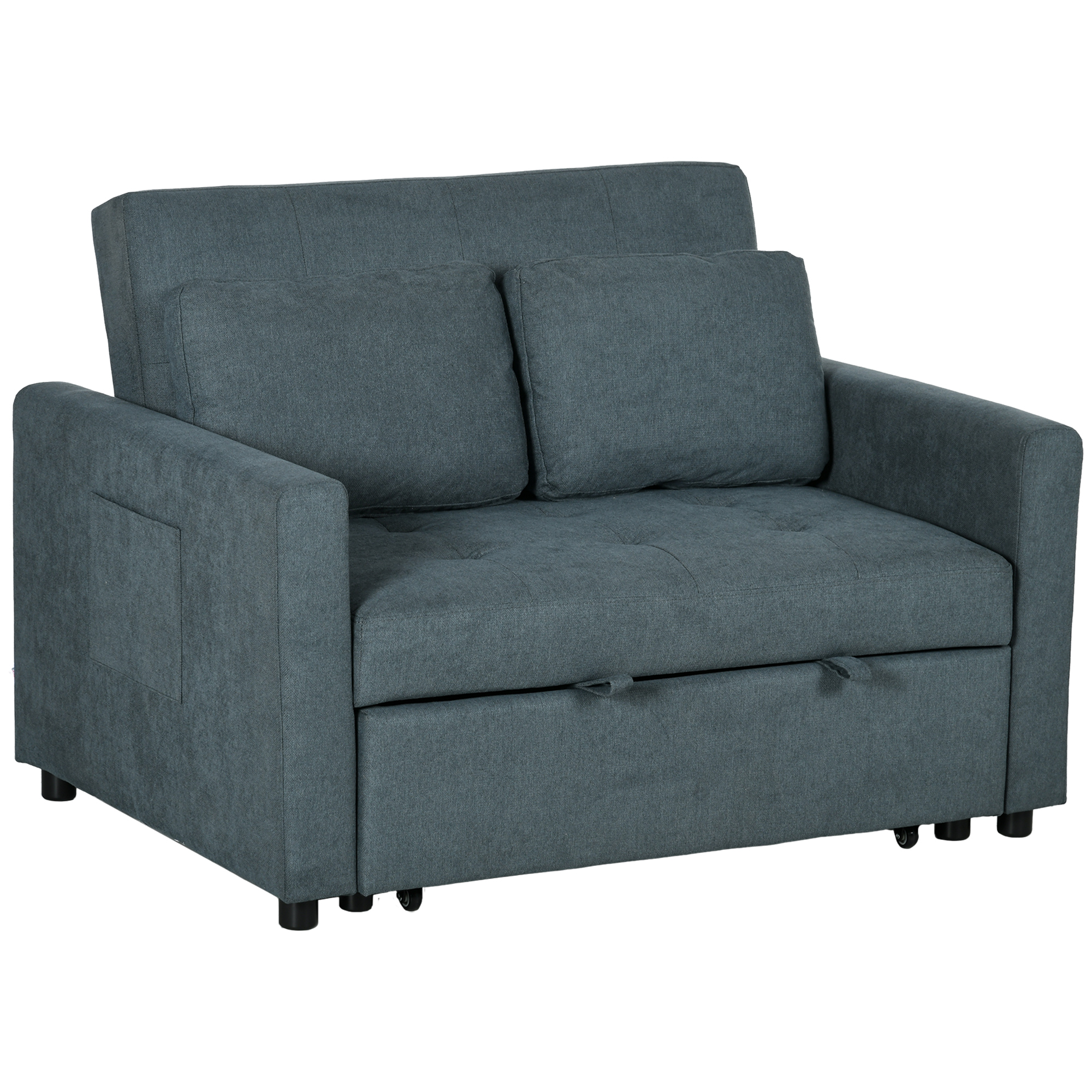 HOMCOM 2 SEATER Sofa Bed Convertible Bed Settee with Cushions, Pockets ...