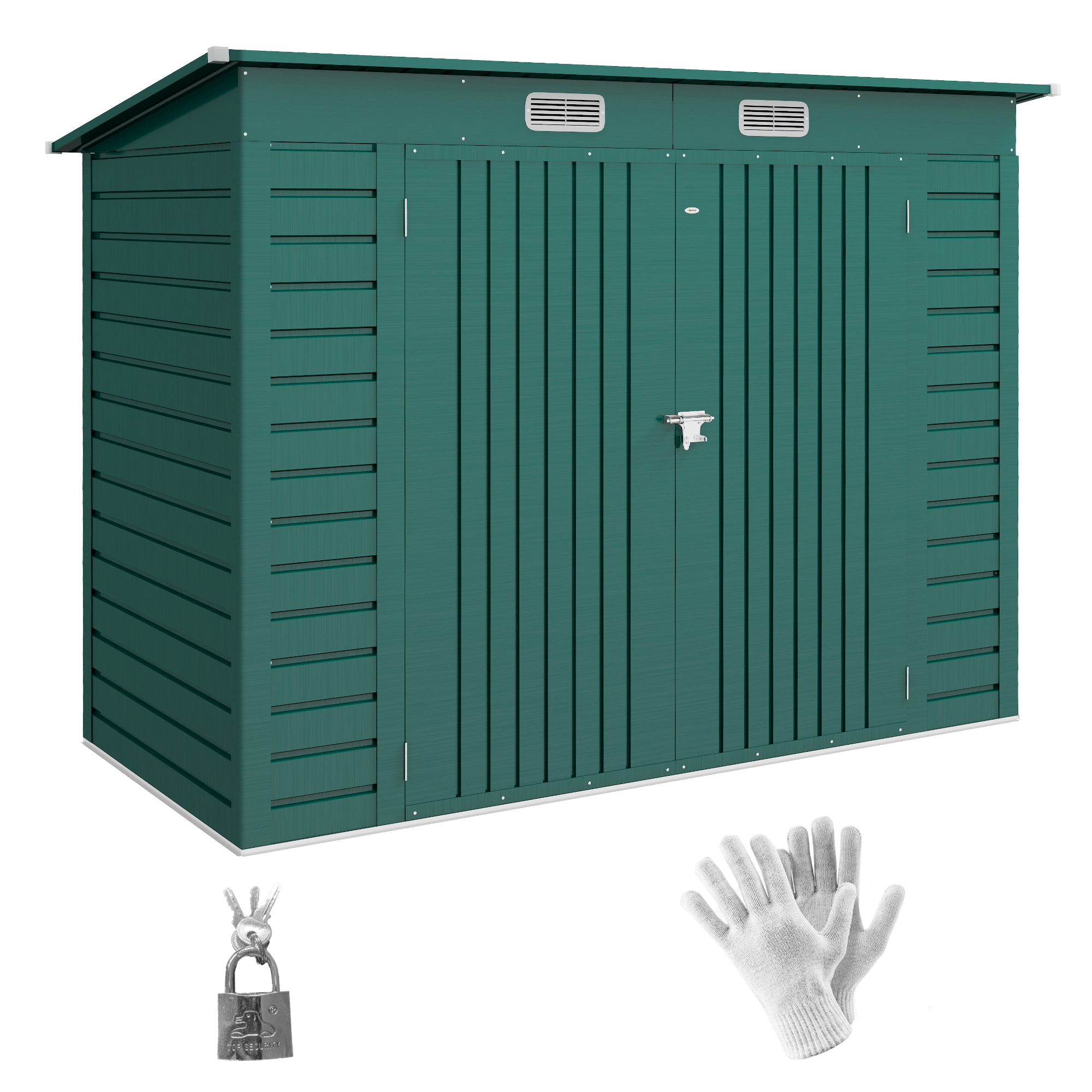 Outsunny 8 X 4ft Metal Garden Storage Shed With Double Doors And 2 Vents