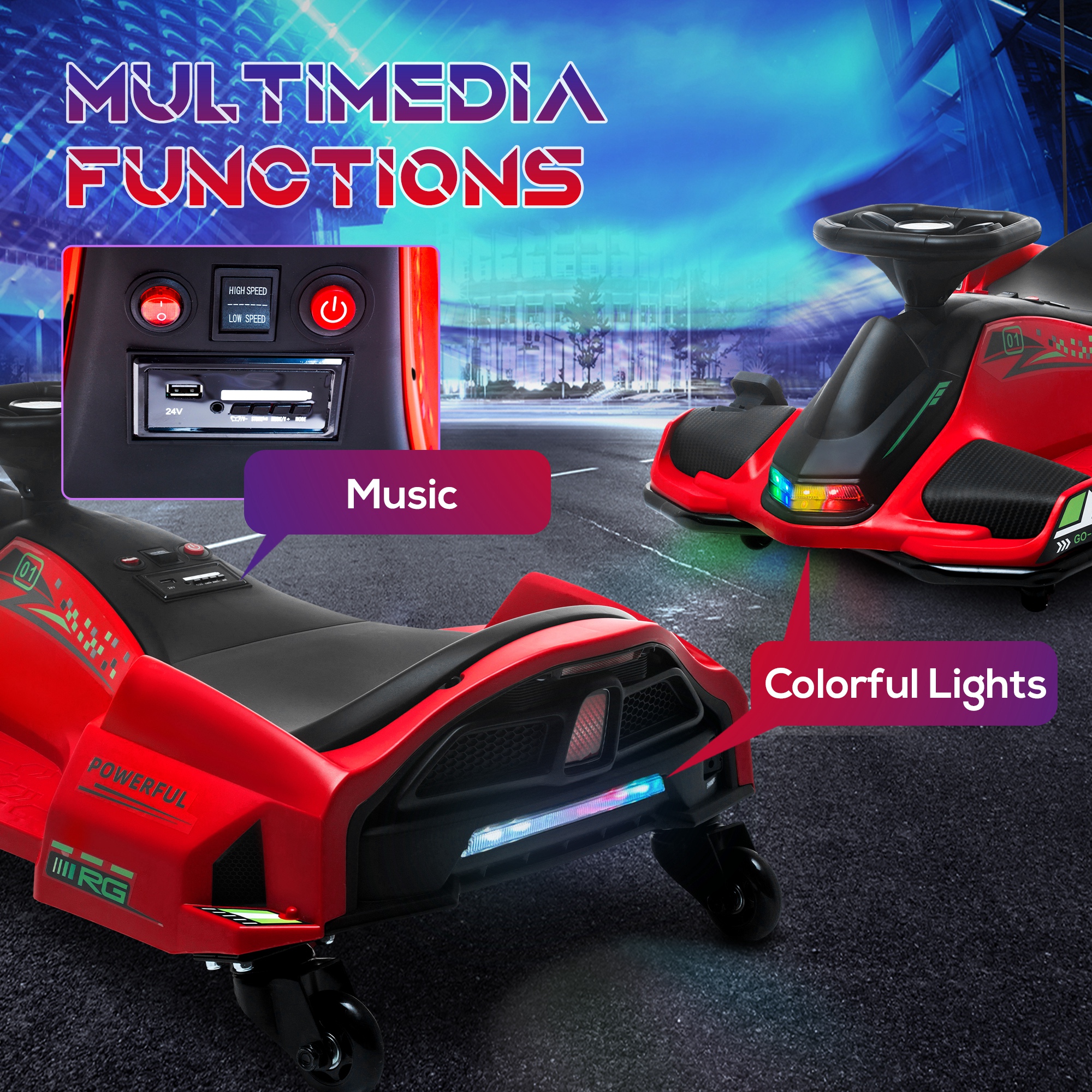 12V Electric Go-Kart for Kids - Fun with Music & LED Lights! - Picture 13 of 18