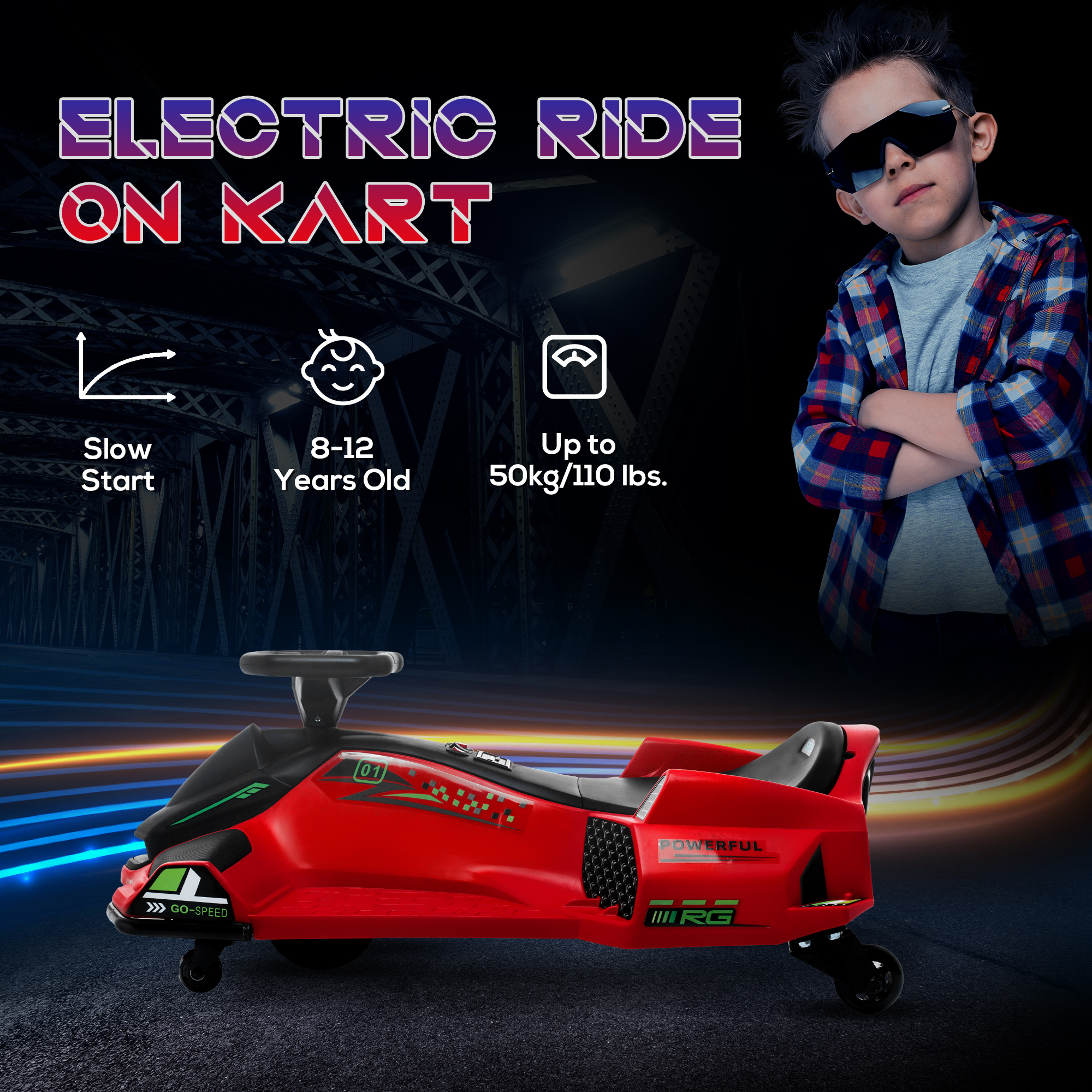 12V Electric Go-Kart for Kids - Fun with Music & LED Lights! - Picture 16 of 18