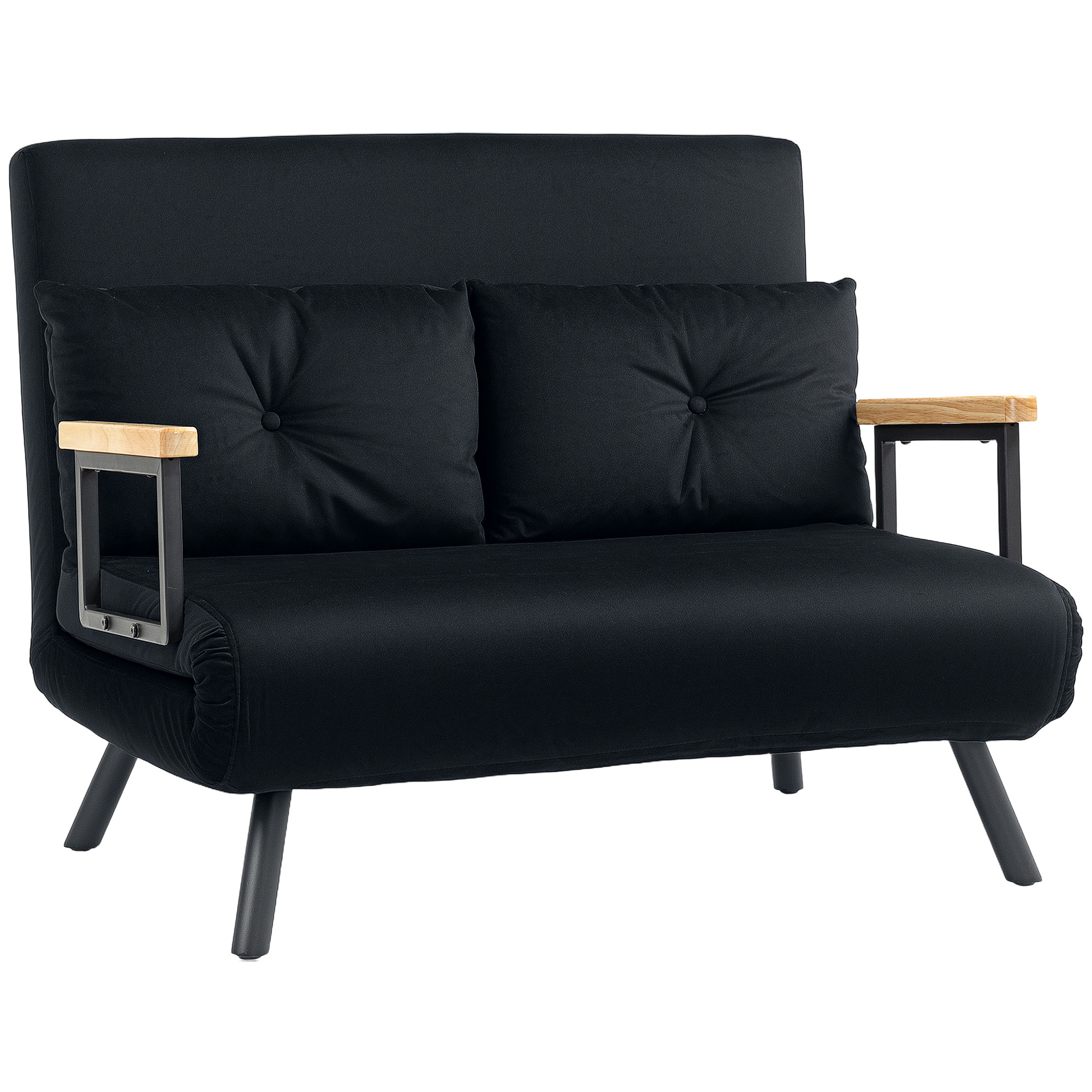 Homcom Click Clack 2 Seater Sofa Bed For Living Room, Guest Room, Black