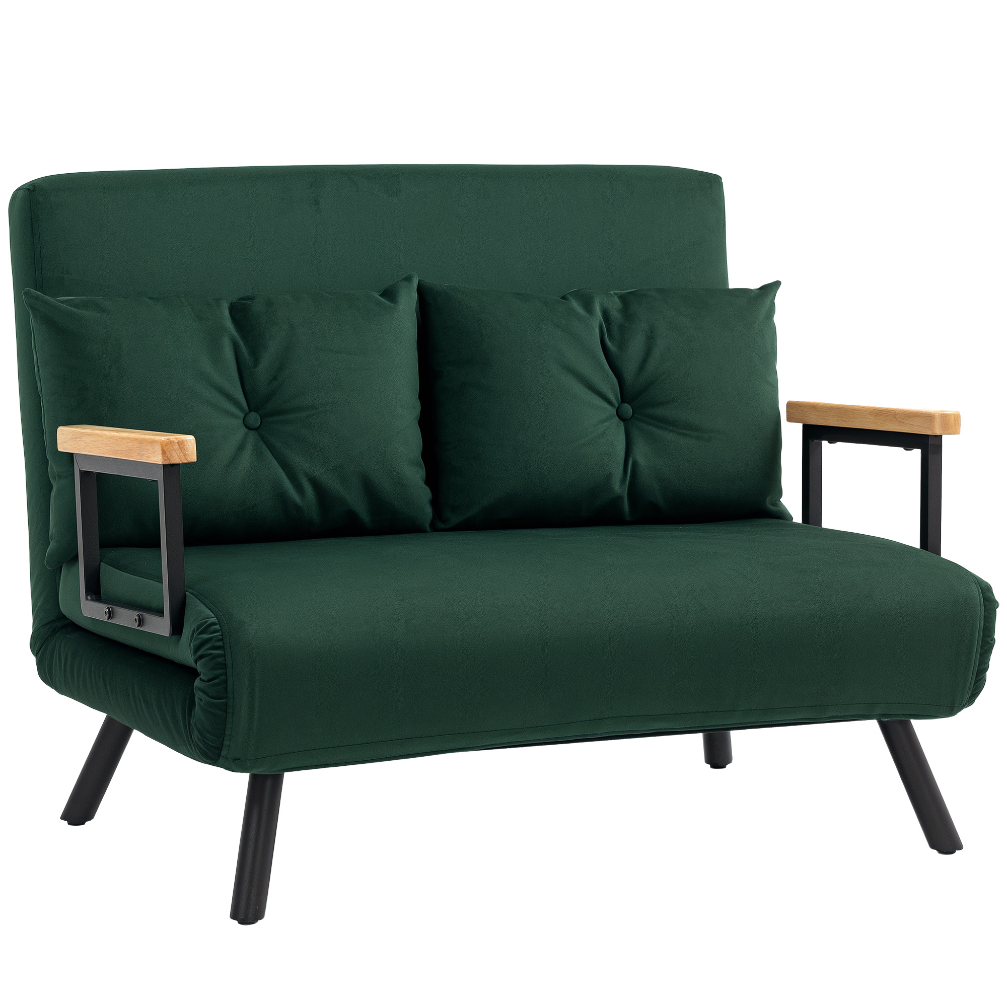 Homcom Click Clack 2 Seater Sofa Bed For Living Room, Guest Room, Green