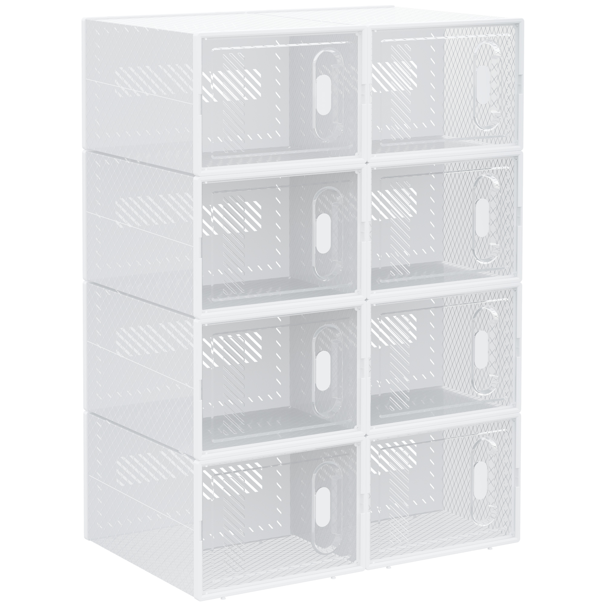 Homcom 8pcs Stackable Clear Plastic Shoe Storage Box For Uk/Eu Size 8.5/43