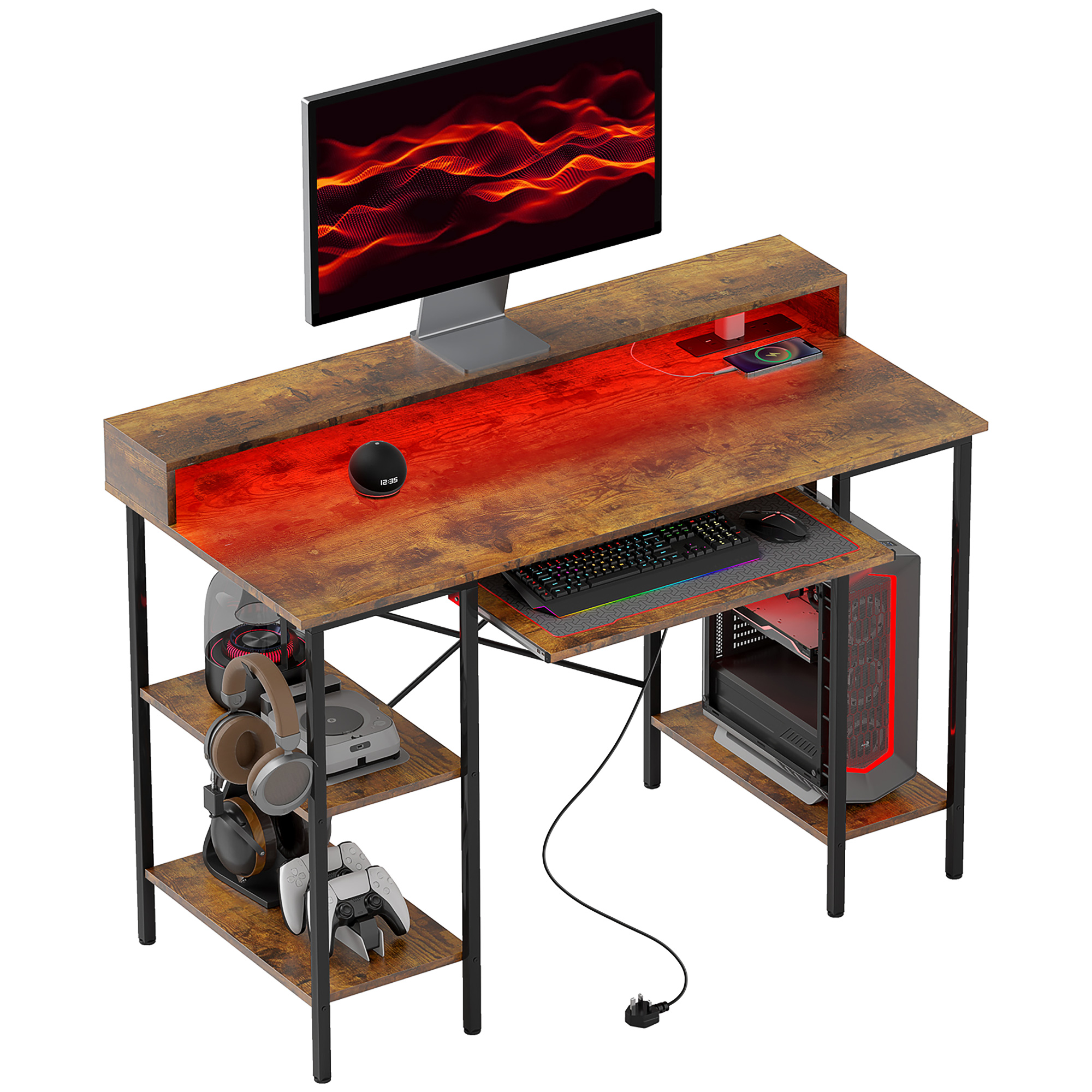 HOMCOM Gaming Schreibtisch mit Monitorständer und verschiebbarer Tastaturablage - Bild 10 von 27