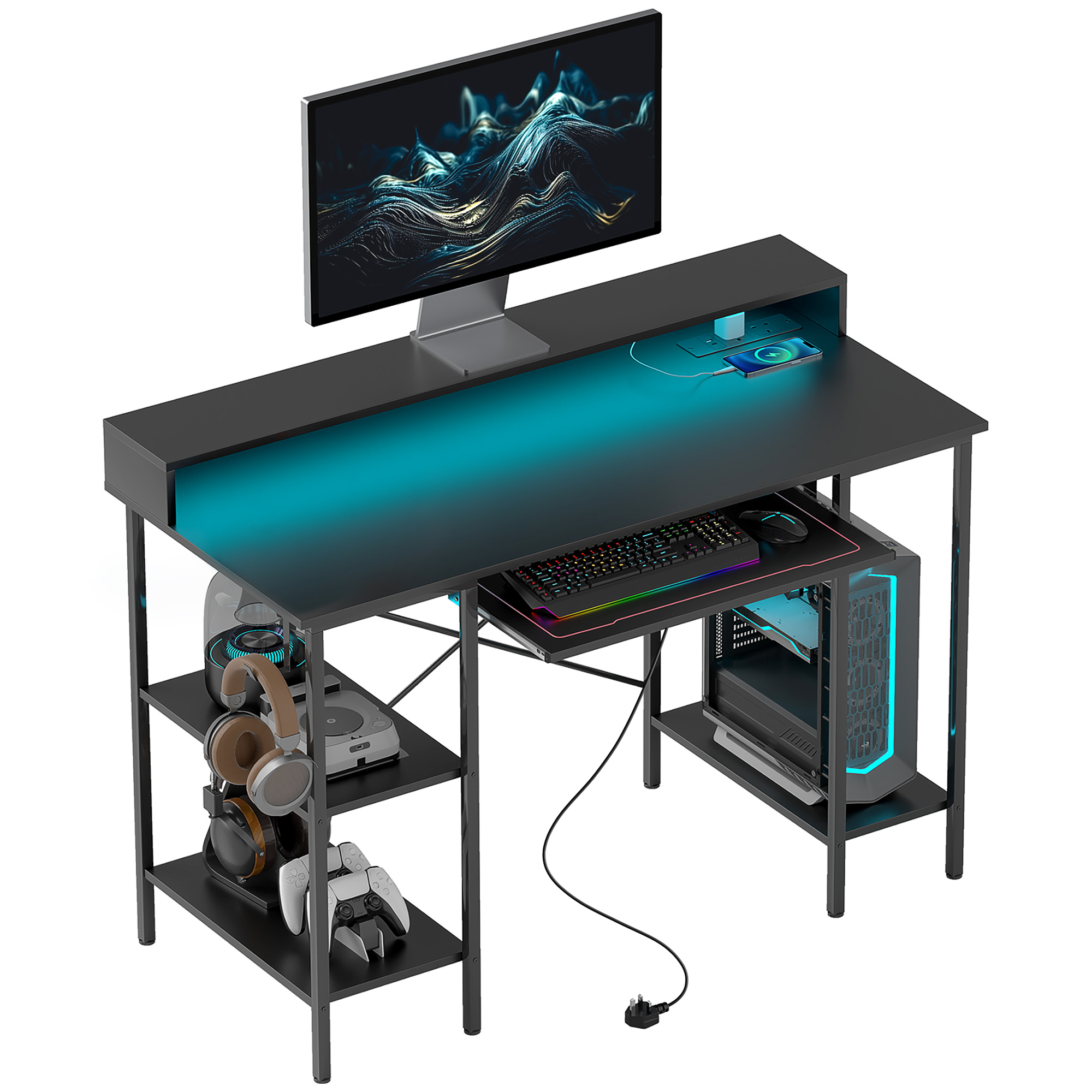 HOMCOM Gaming Schreibtisch mit Monitorständer und verschiebbarer Tastaturablage - Bild 19 von 27