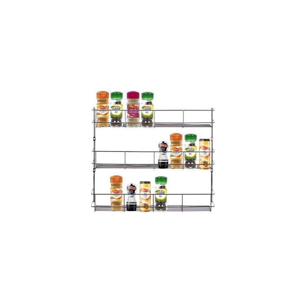 Spice Rack For Kitchen Door Cupboard Or Wall - 3 Tier