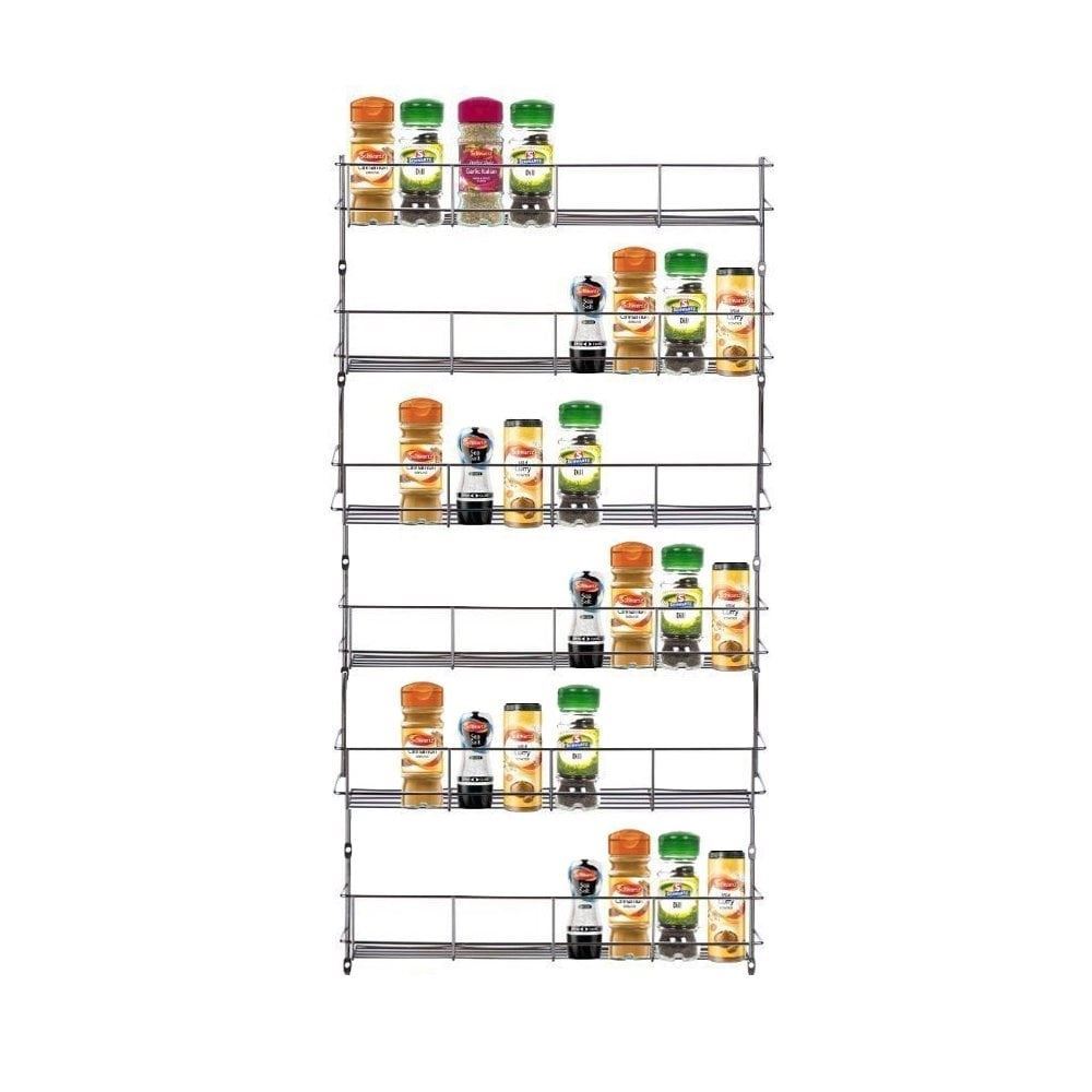 Spice Rack For Kitchen Door Cupboard Or Wall - 6 Tier