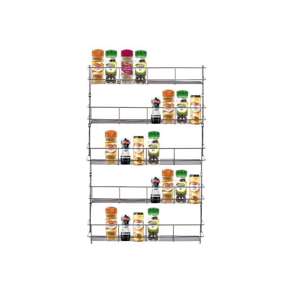 Spice Rack For Kitchen Door Cupboard Or Wall - 5 Tier
