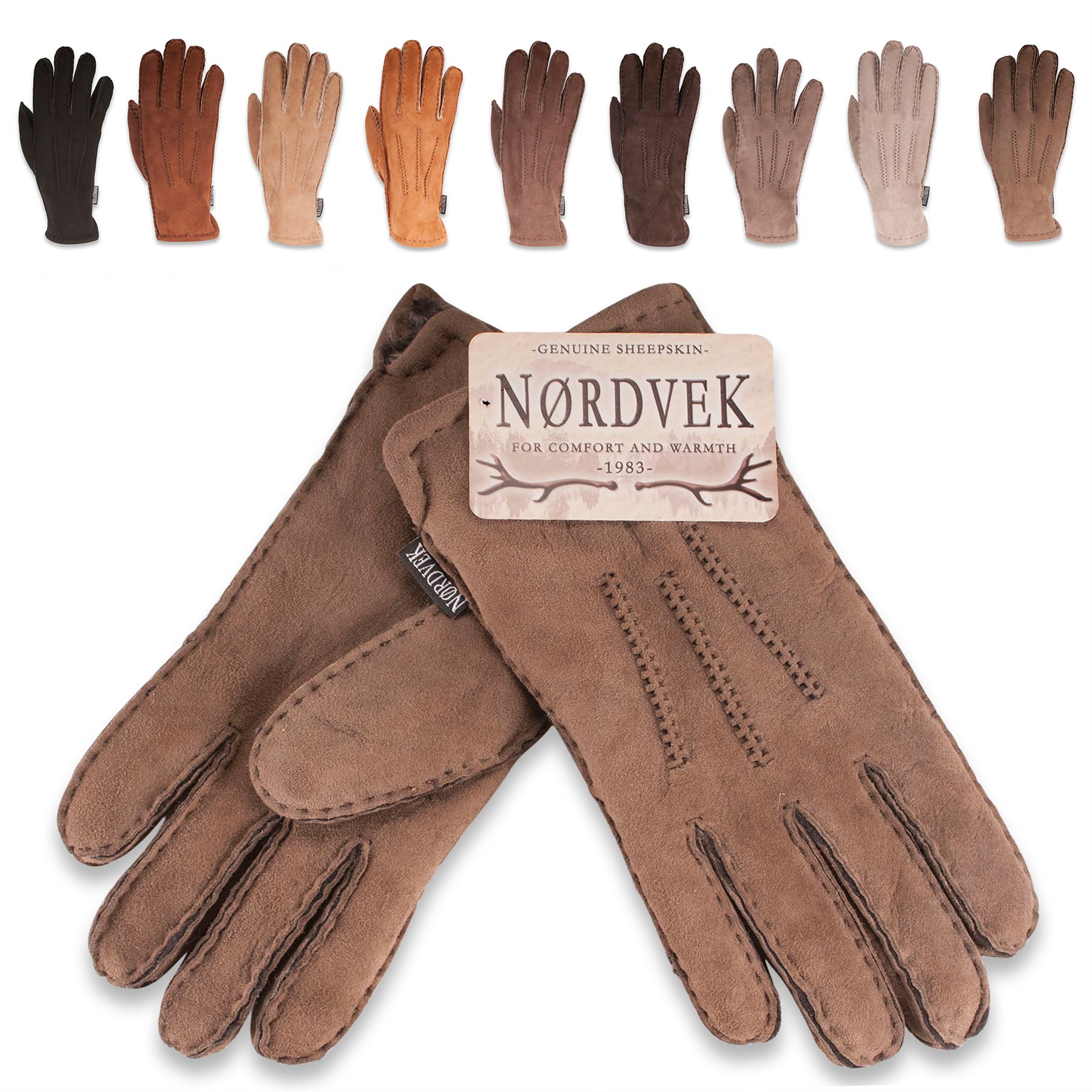Nordvek Premium Sheepskin Gloves With 3 Point Design - Ladies