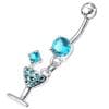 Fancy Jeweled GLASS Dangling Banana Bar Belly Ring - Picture 11 of 18