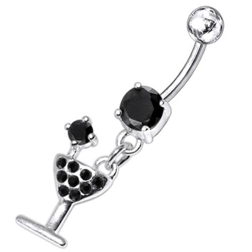 Fancy Jeweled GLASS Dangling Banana Bar Belly Ring - Picture 10 of 18
