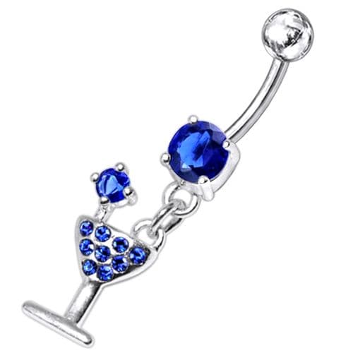 Fancy Jeweled GLASS Dangling Banana Bar Belly Ring - Picture 12 of 18
