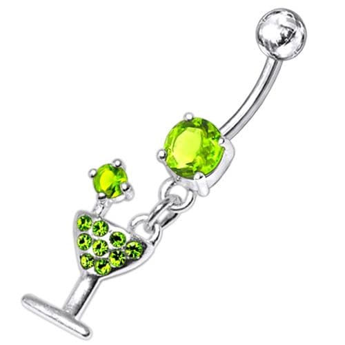 Fancy Jeweled GLASS Dangling Banana Bar Belly Ring - Picture 17 of 18