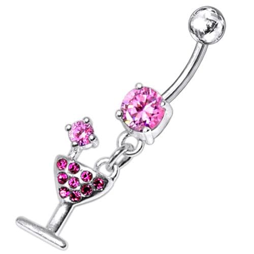 Fancy Jeweled GLASS Dangling Banana Bar Belly Ring - Picture 18 of 18