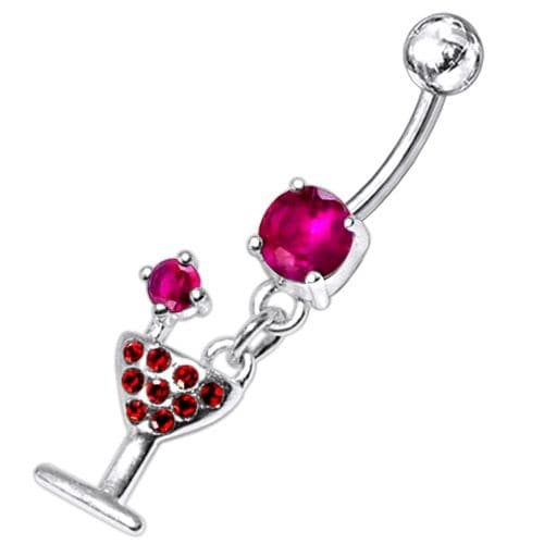 Fancy Jeweled GLASS Dangling Banana Bar Belly Ring - Picture 16 of 18