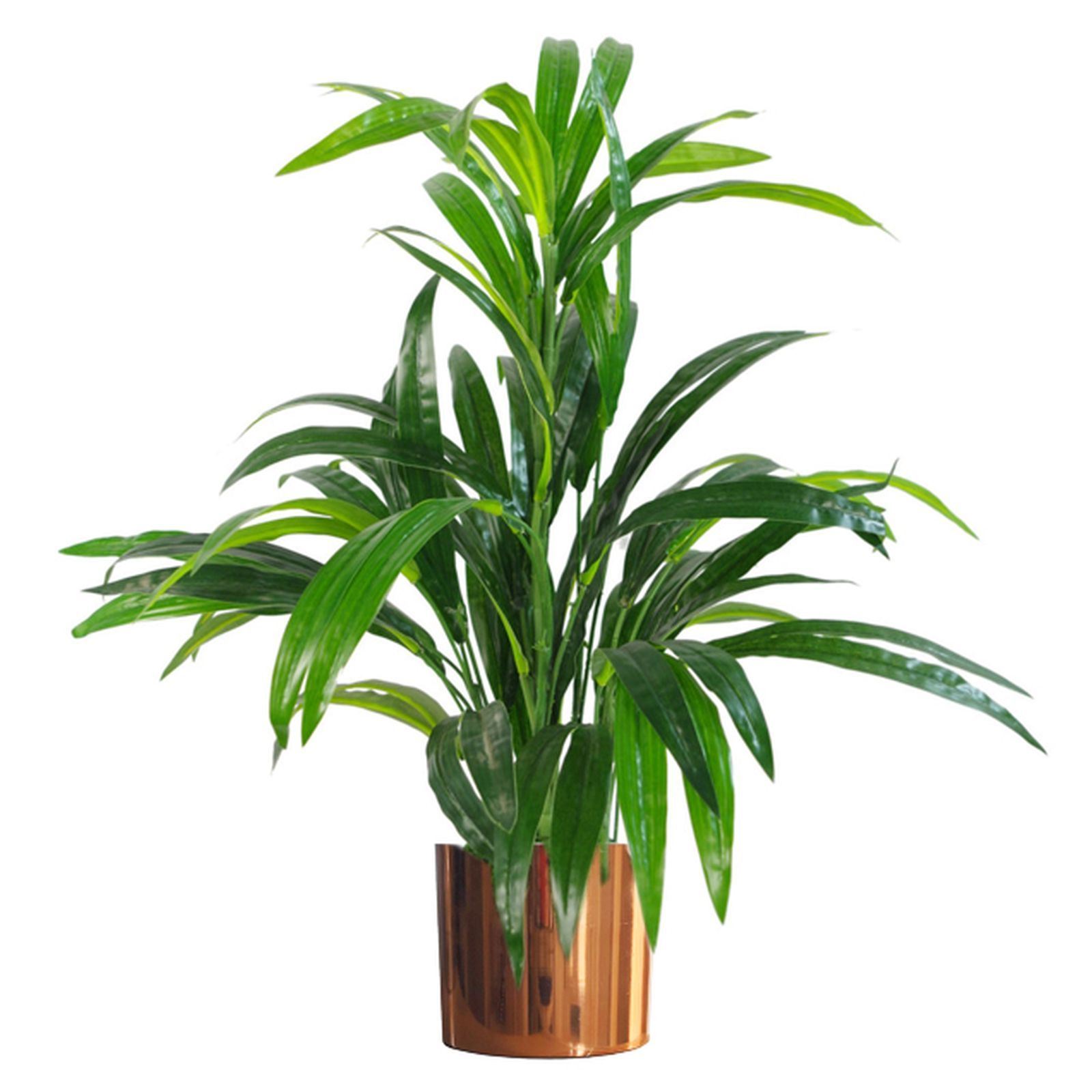 65cm Artificial Large Leaf Bamboo Shrub Plant With Copper Metal Planter
