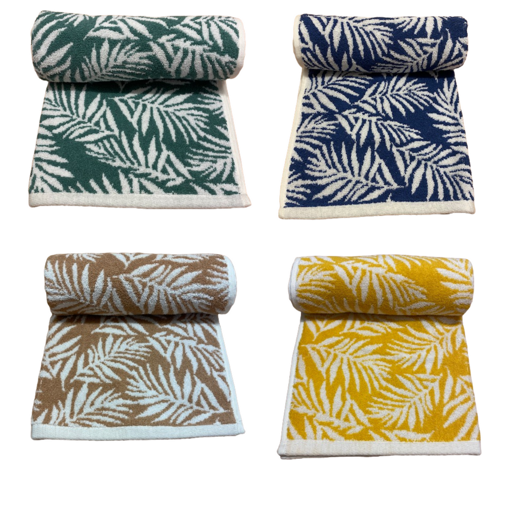Botanical Leaf Turkish Cotton Jacquard Hand Towel Ochre