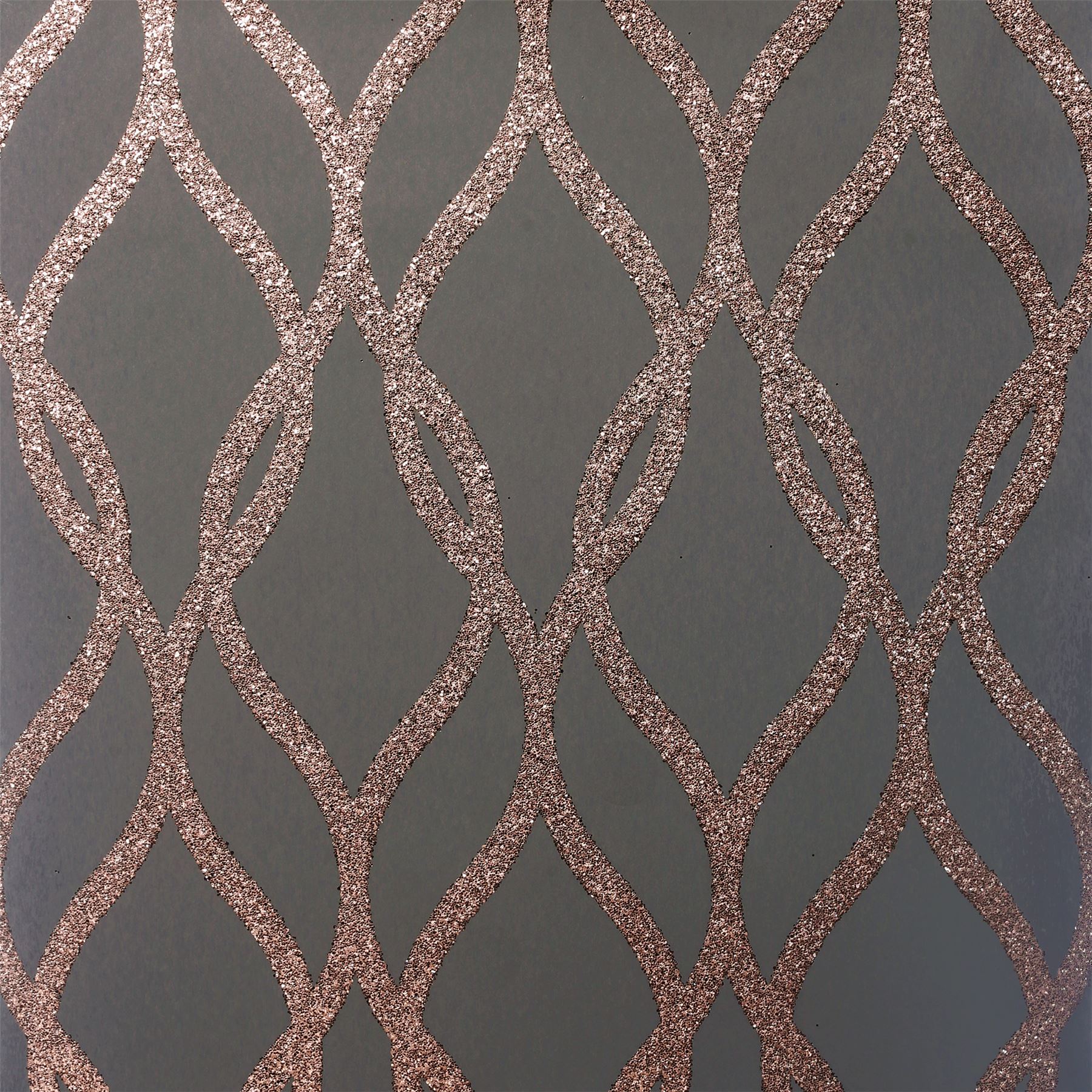 Arthouse Sequin Trellis Wallpaper - Charcoal/Rose Gold