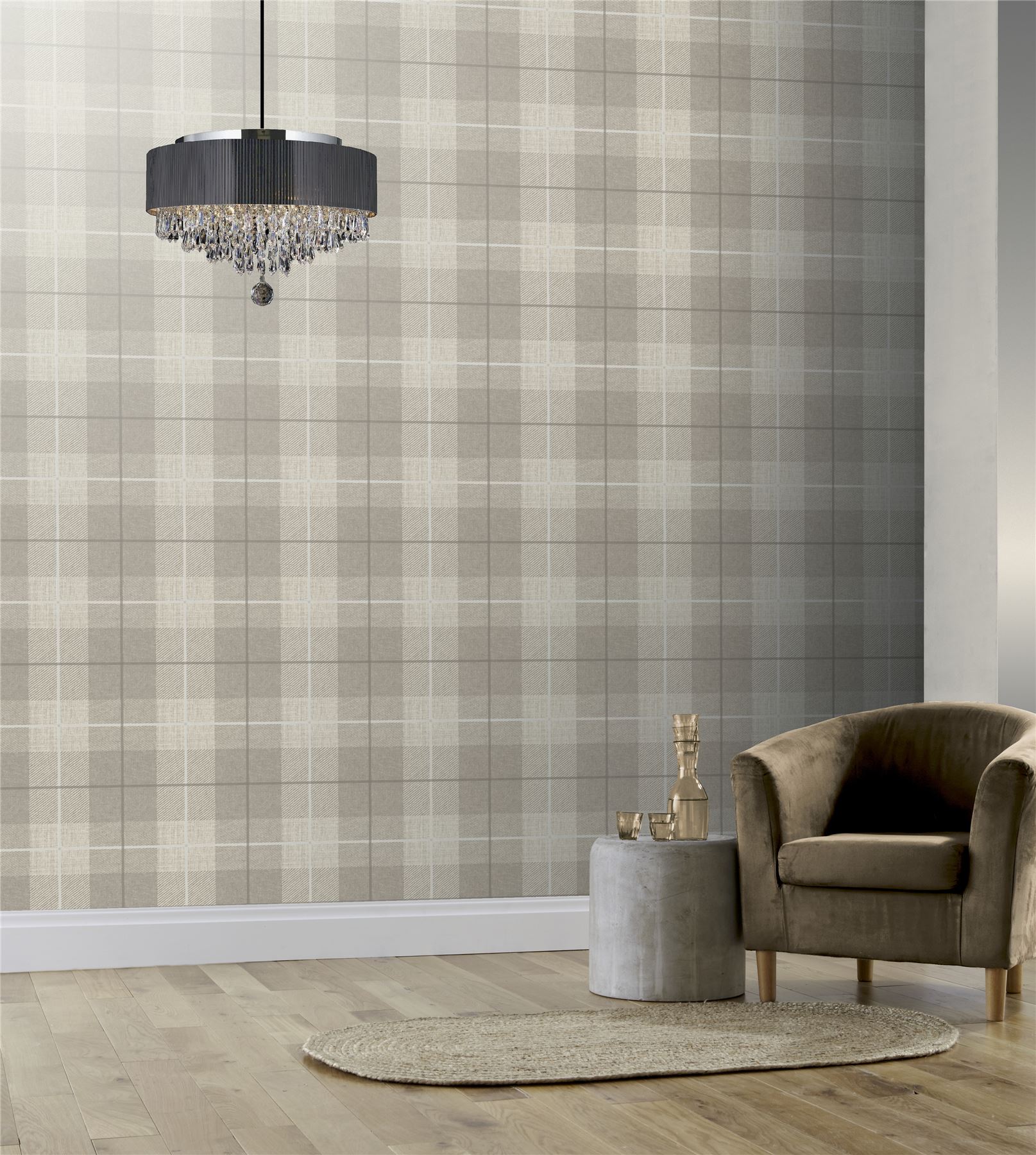 Arthouse Country Tartan Taupe Wallpaper
