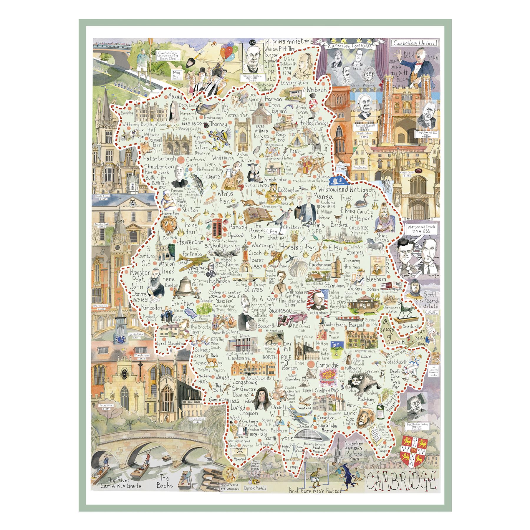 Tim Bulmer 'Map Of Cambridge 1000 Piece Jigsaw Puzzle'