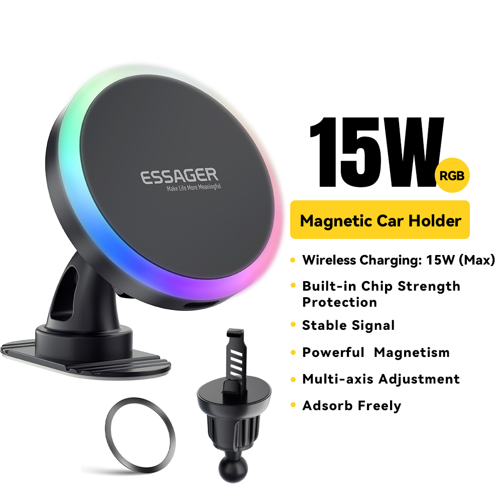 ESSAGER Magnetic Wireless Charger with 360° Rotation - Car Holder - Zdjęcie 7 z 7