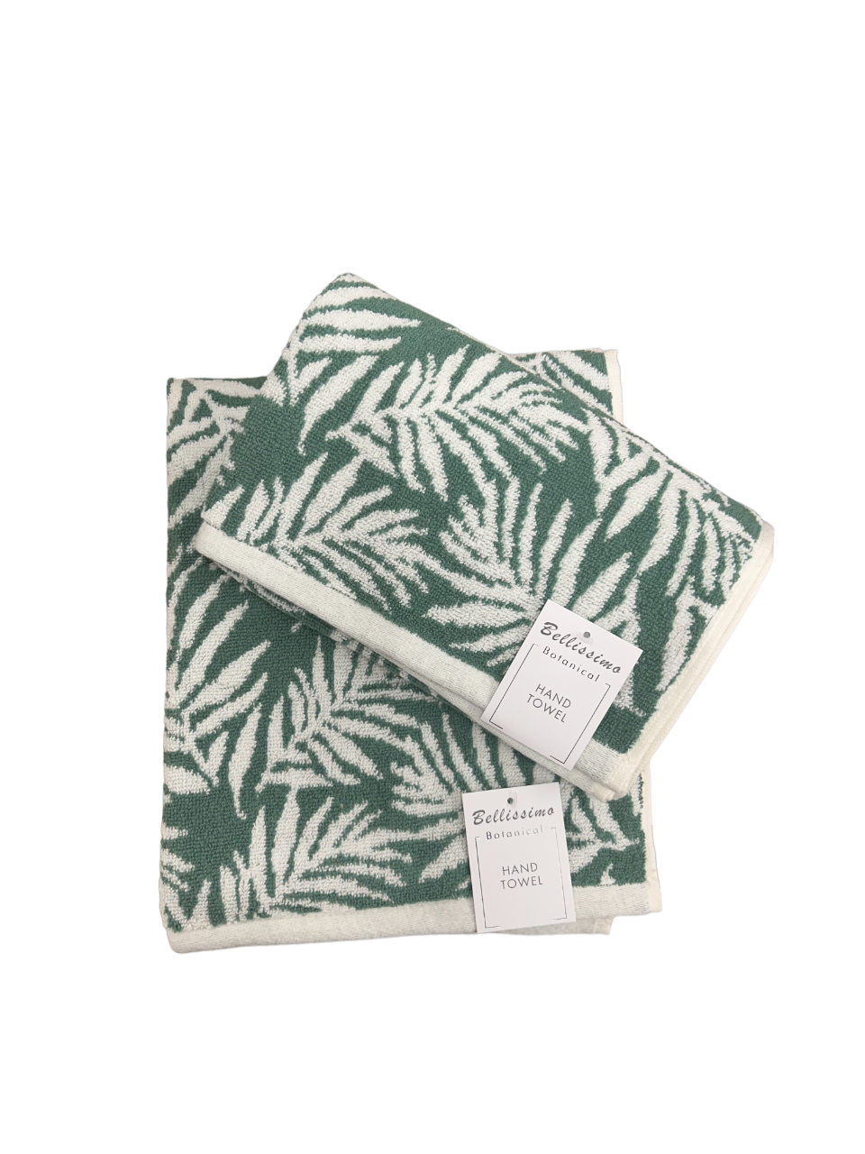Botanical Leaf Turkish Cotton Jacquard Bath Sheet Green