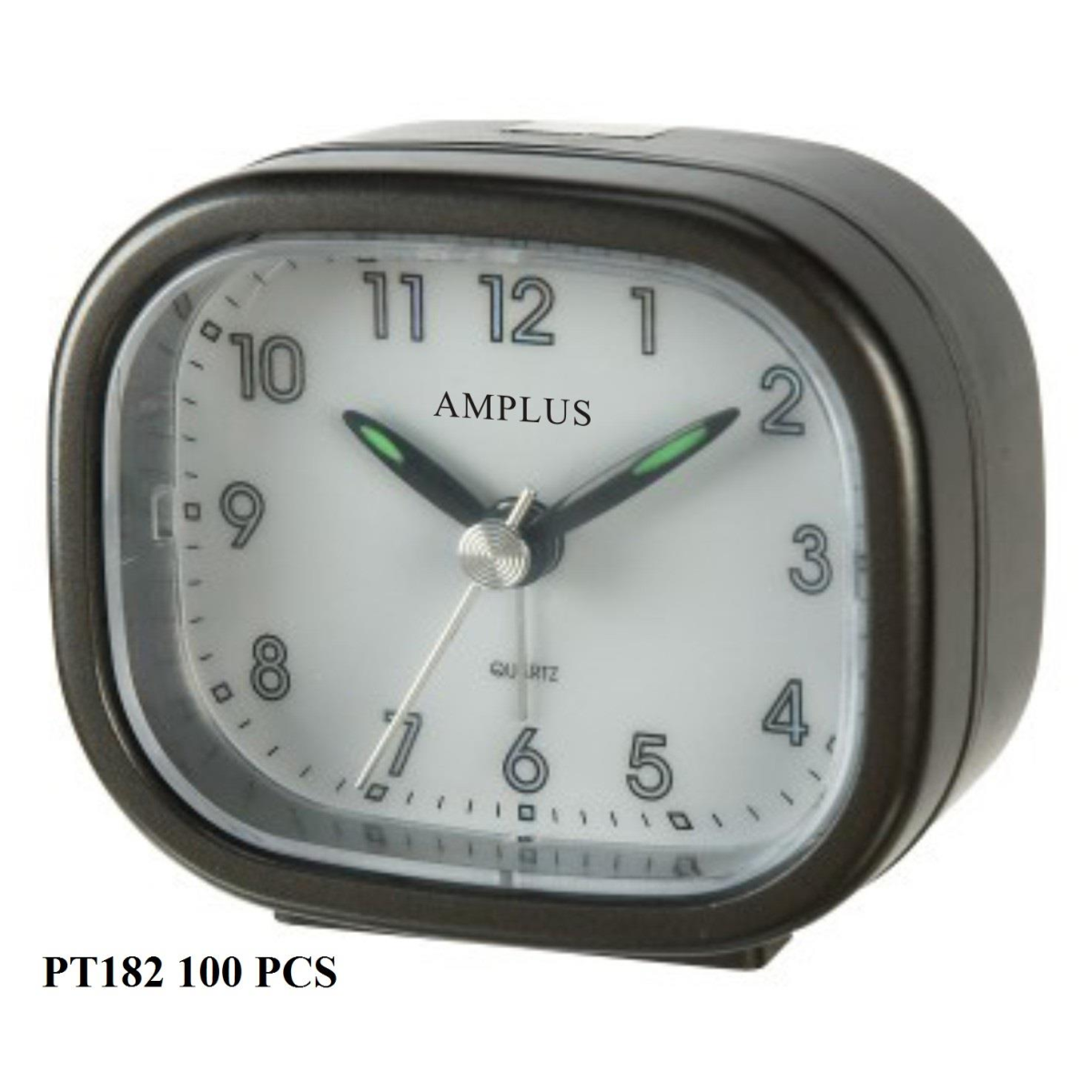 Amplus Dark Grey Travel Alarm Clock - White Dial, Luminous Hands