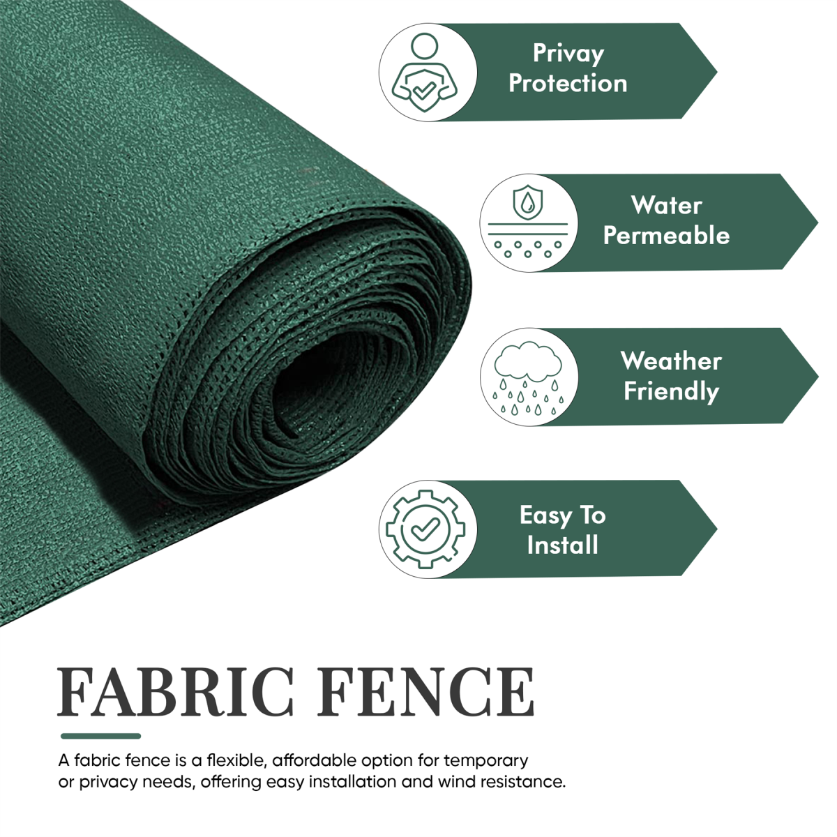 Green Fabric Fence 90gsm - 1.5m X 10m