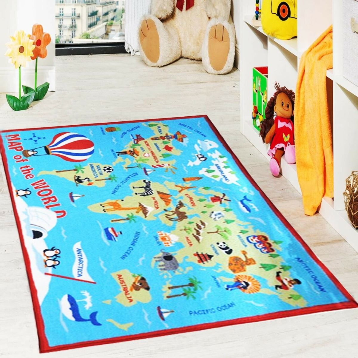 World Map Rug 133 X 190
