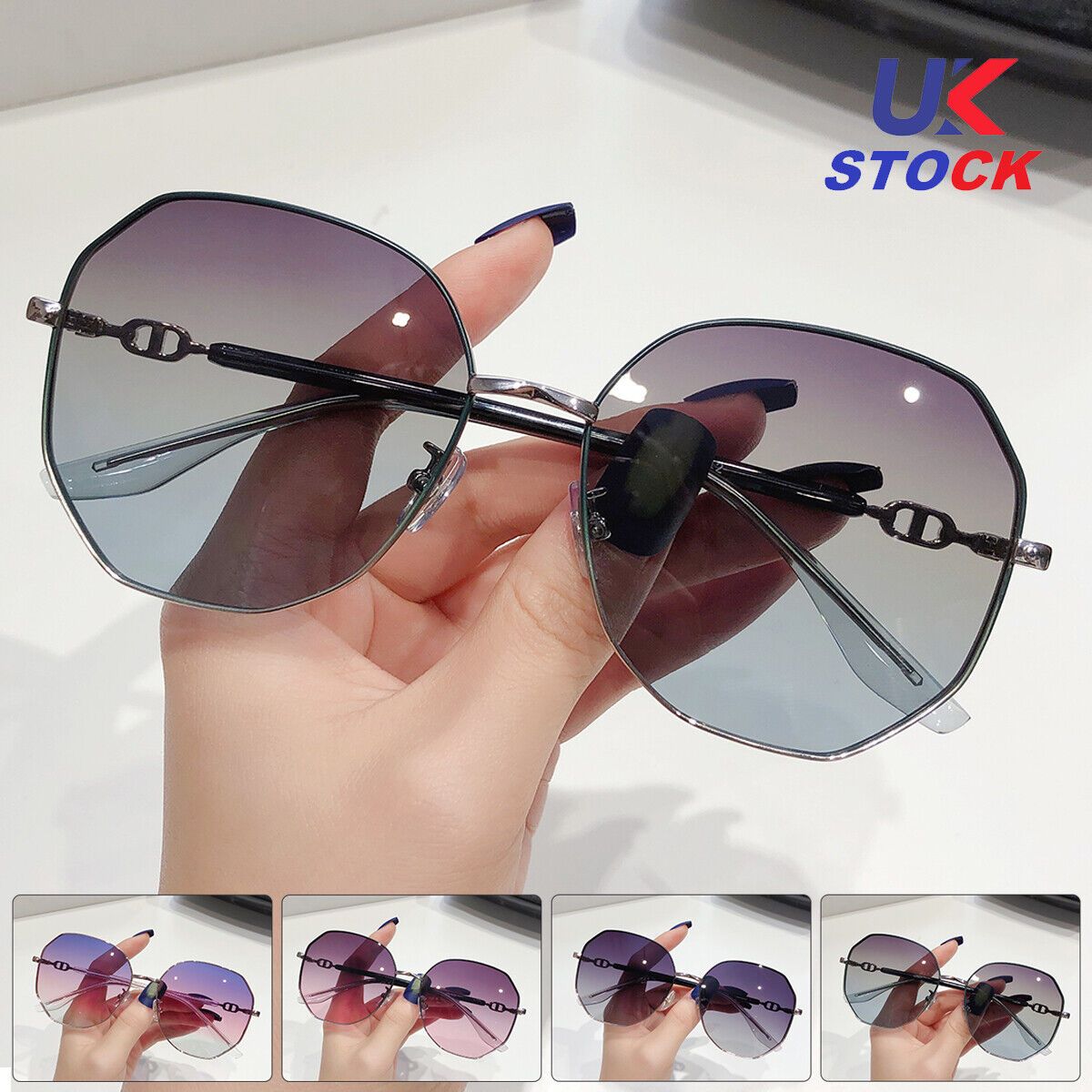 Oversized Retro Vintage Sunglasses for Women - Large Frame, UV Protection, GB