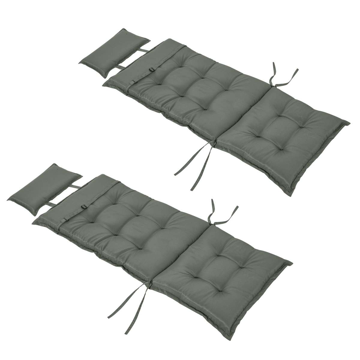 Set Of 2 Garden Chair Cushion Seat, Dark Grey