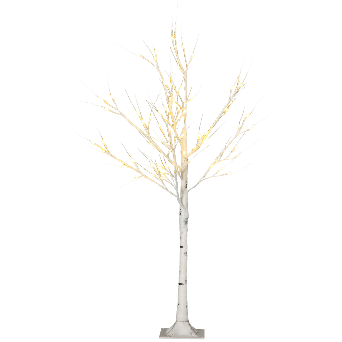 Homcom 4ft Artificial White Birch Tree Light  72 Warm White Pre-Lit Led Light