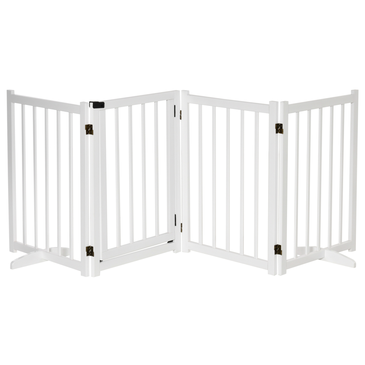 Freestanding Pet Gate W/ 2 Support Feet For Doorways Stairs White Pawhut