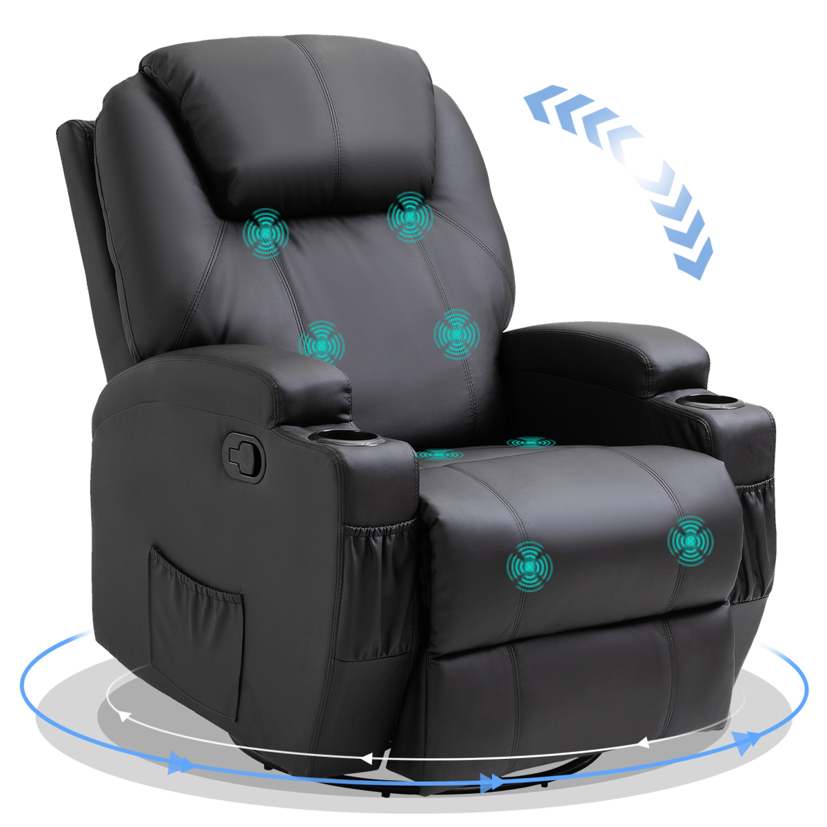 Faux Leather Electric 8-Point Vibration Massage Recliner Sofa Chair With Remote