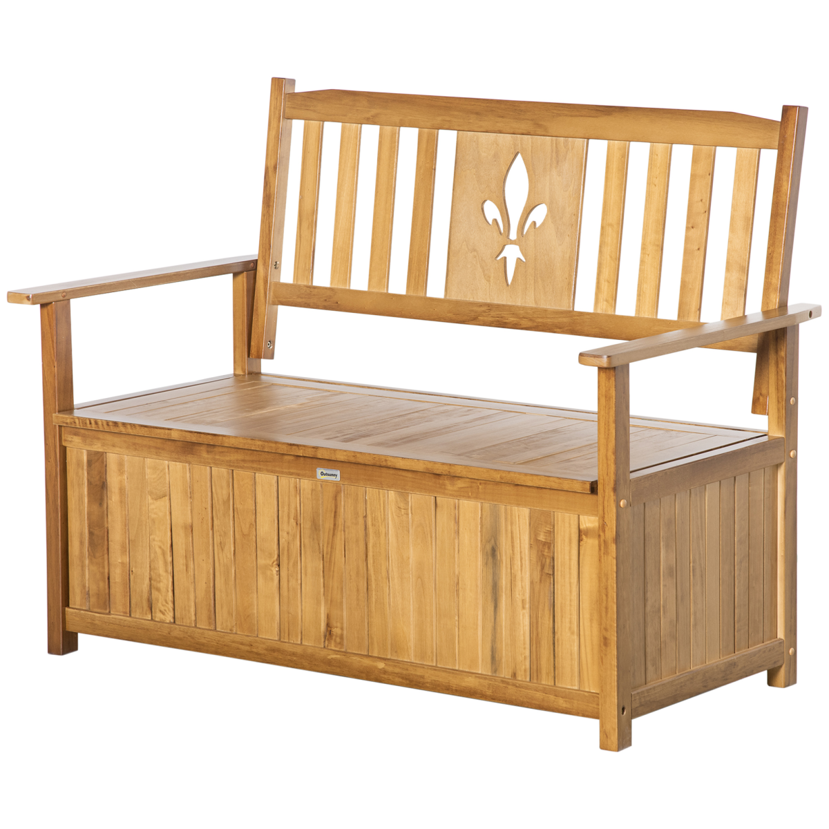 2 Seater Wood Garden Storage Bench Outdoor Storage Box Natural