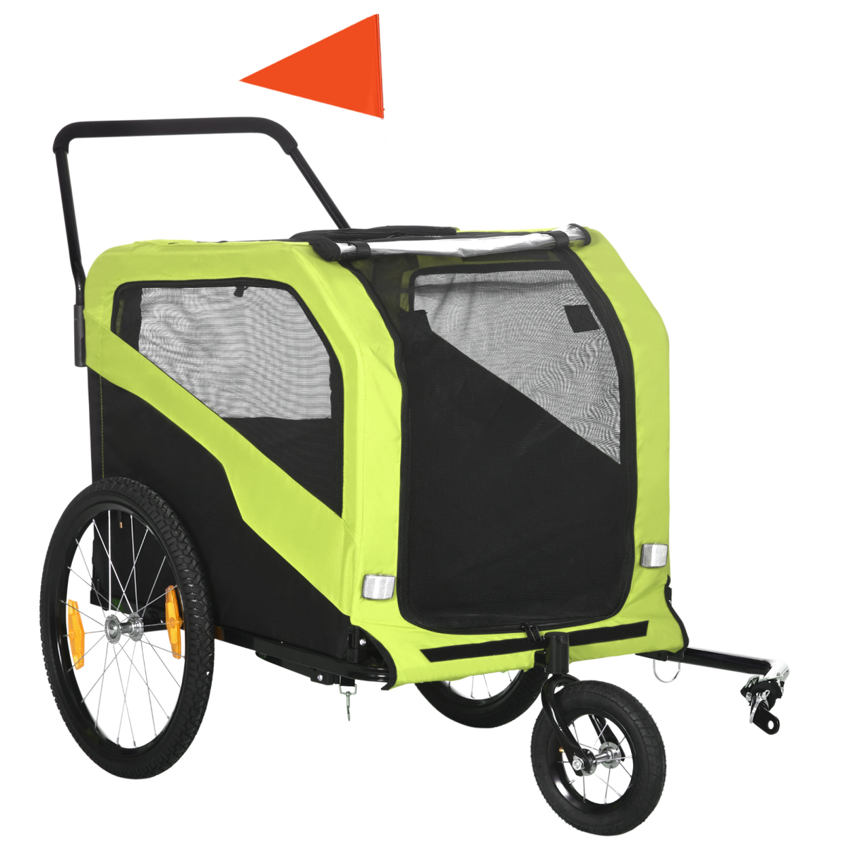 2 in 1 Dog Bike Trailer Pet Stroller for Large Dogs W/ Hitch - Green