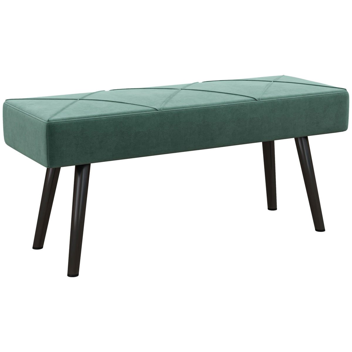 Homcom End Of Bed Bench, Upholstered Hallway Bedroom With Steel Legs, Green