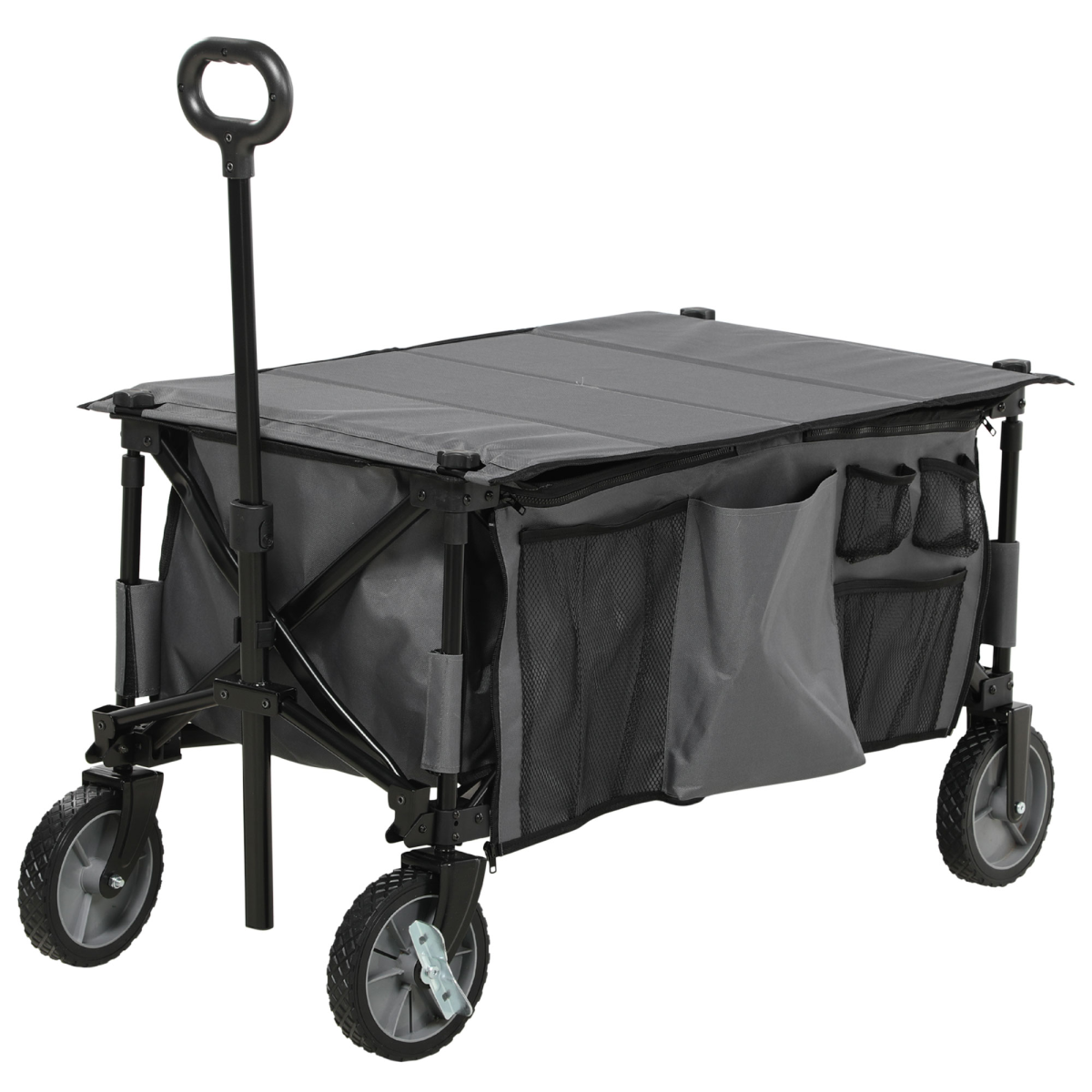 Folding Garden Trolley Collapsible Camping Trolley Steel With Folding Board