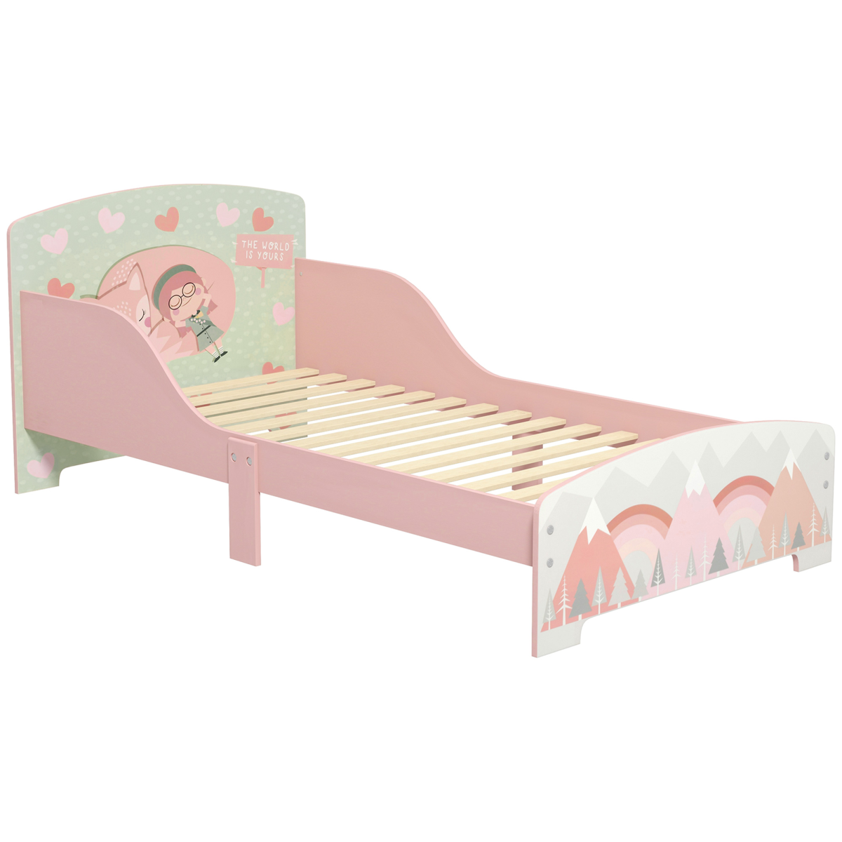 ZONEKIZ MDF Animal Toddler Bed Frame - Pink, Ages 3-6 Years