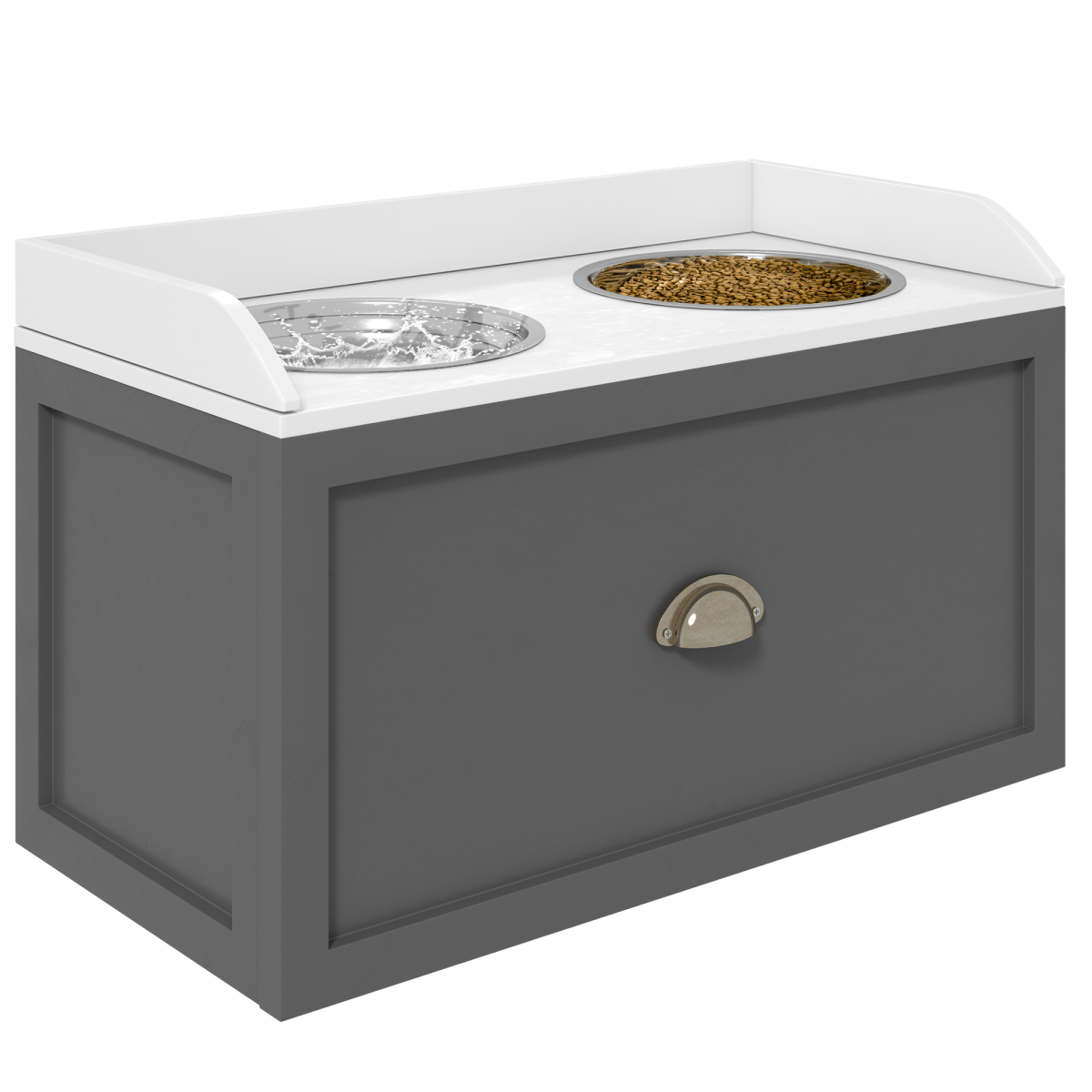 Pawhut Stainless Steel Raised Dog Bowl With 21l Storage Drawer, For Large Dogs