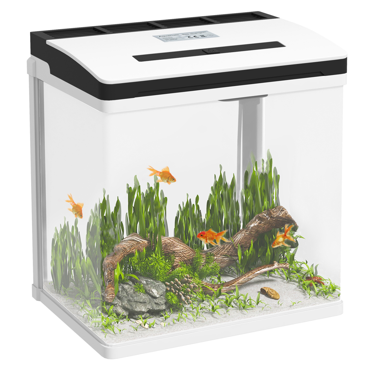 Pawhut Aquarium 13l Glass Fish Tank W/ Filter, Led Lighting, Water Pump